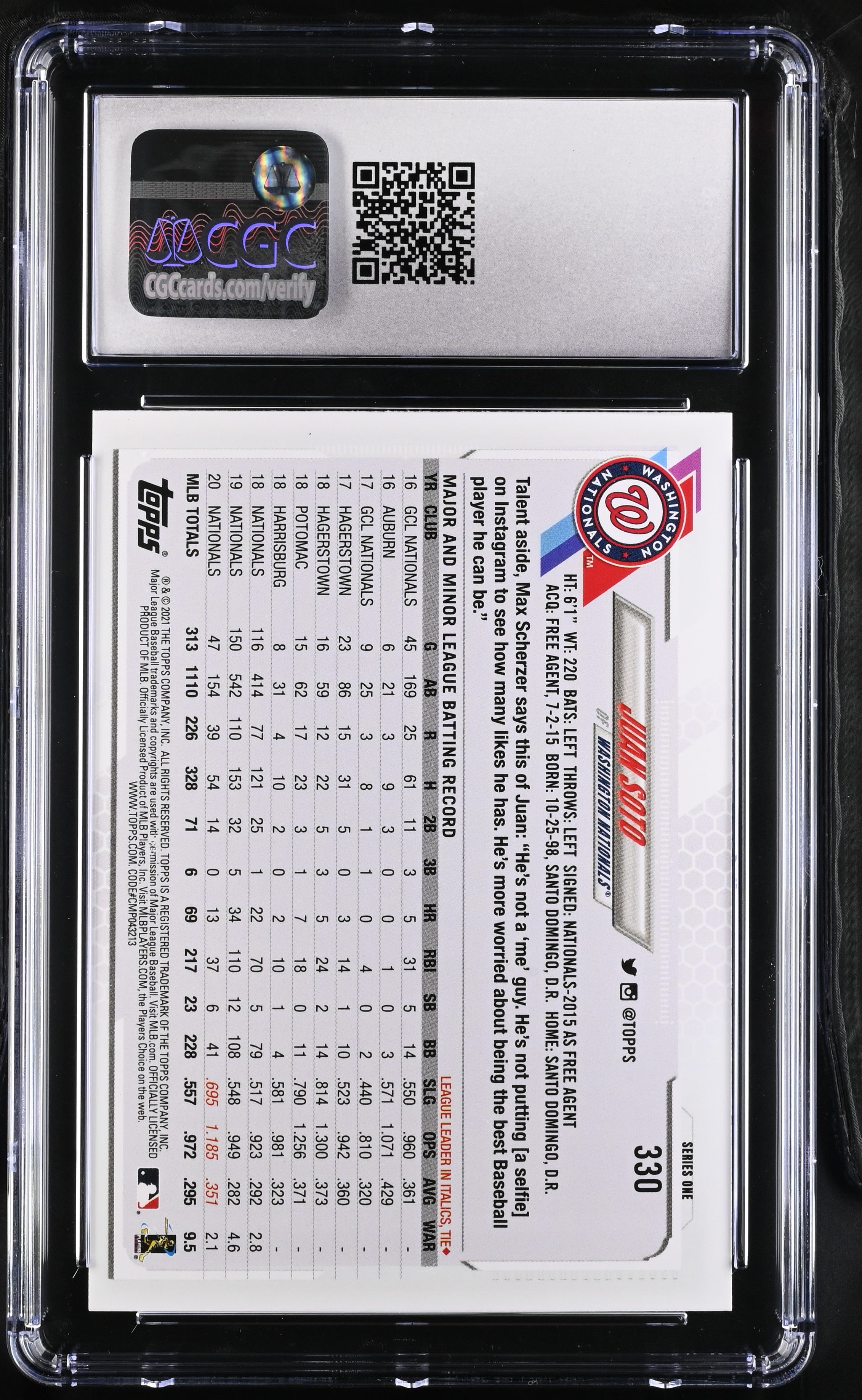 2021 Topps Juan Soto #330 Baseball CGC 8