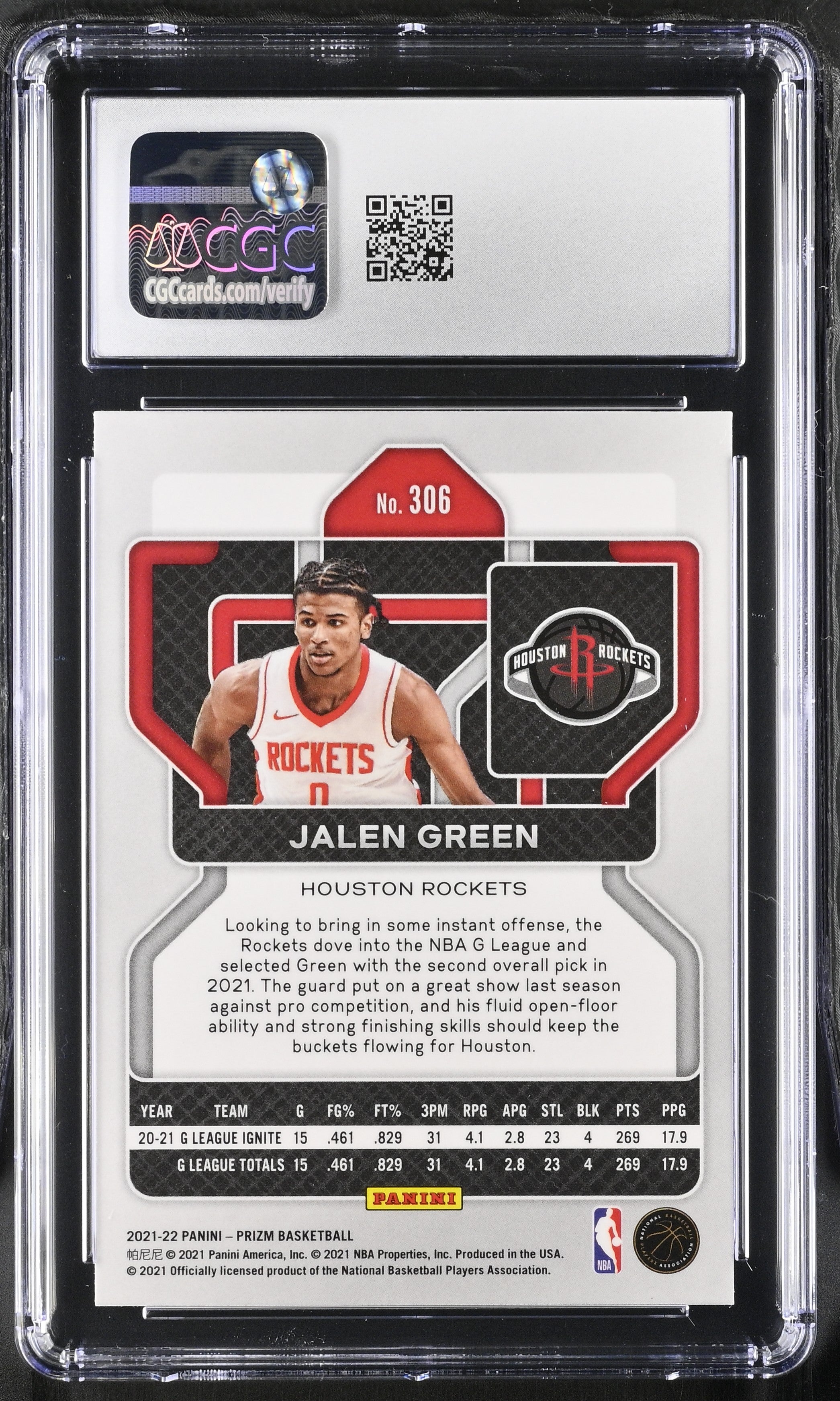 2021-22 Panini Prizm Jalen Green #306 RC Basketball CGC 10