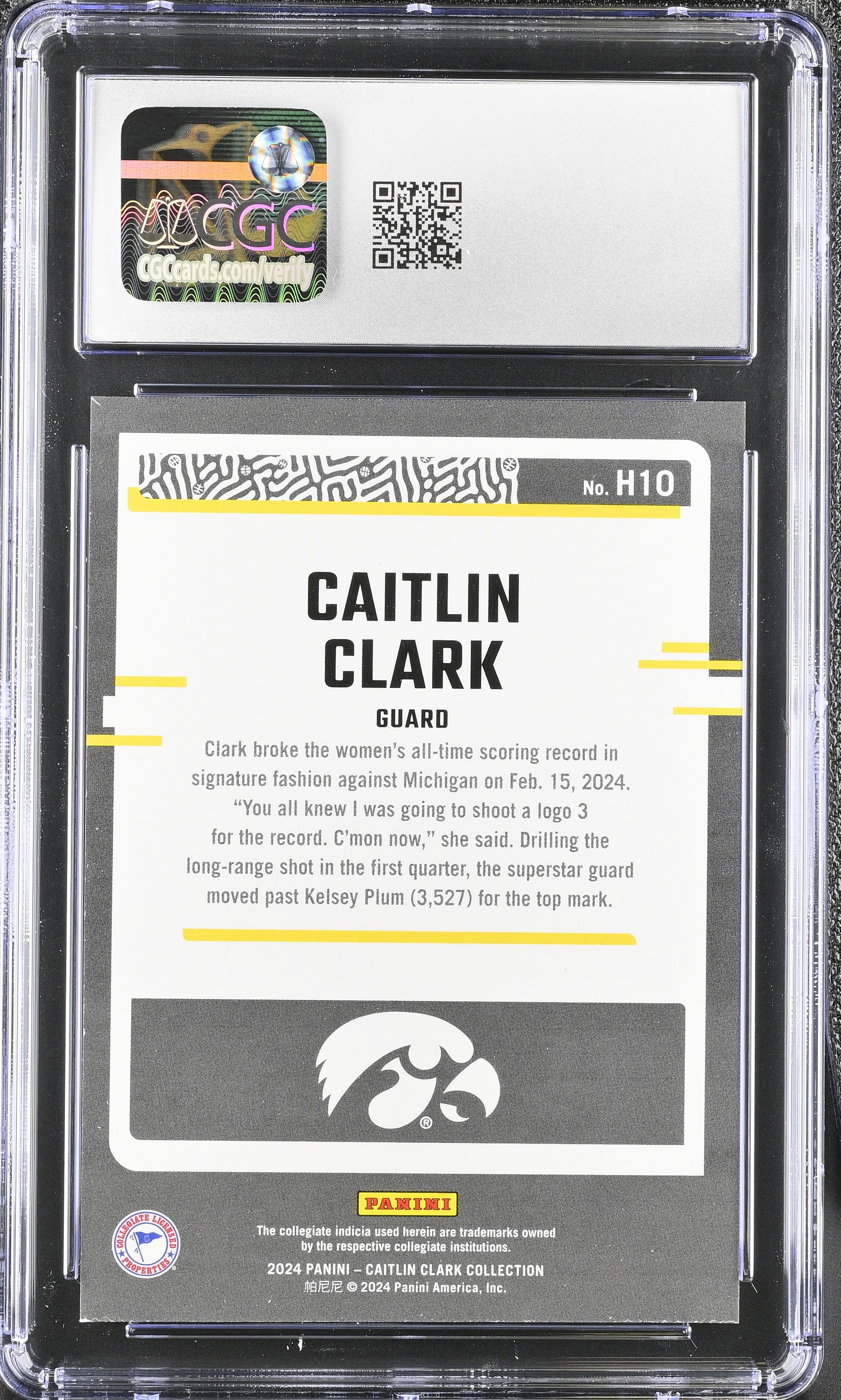 2024 Panini Caitlin Clark Collection Caitlin Clark #H10 Target Exclusive CGC 9