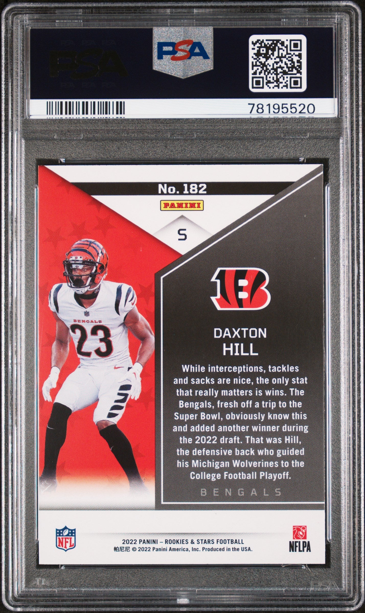 2022 Panini Rookies & Stars Daxton Hill #182 Red Football PSA 9