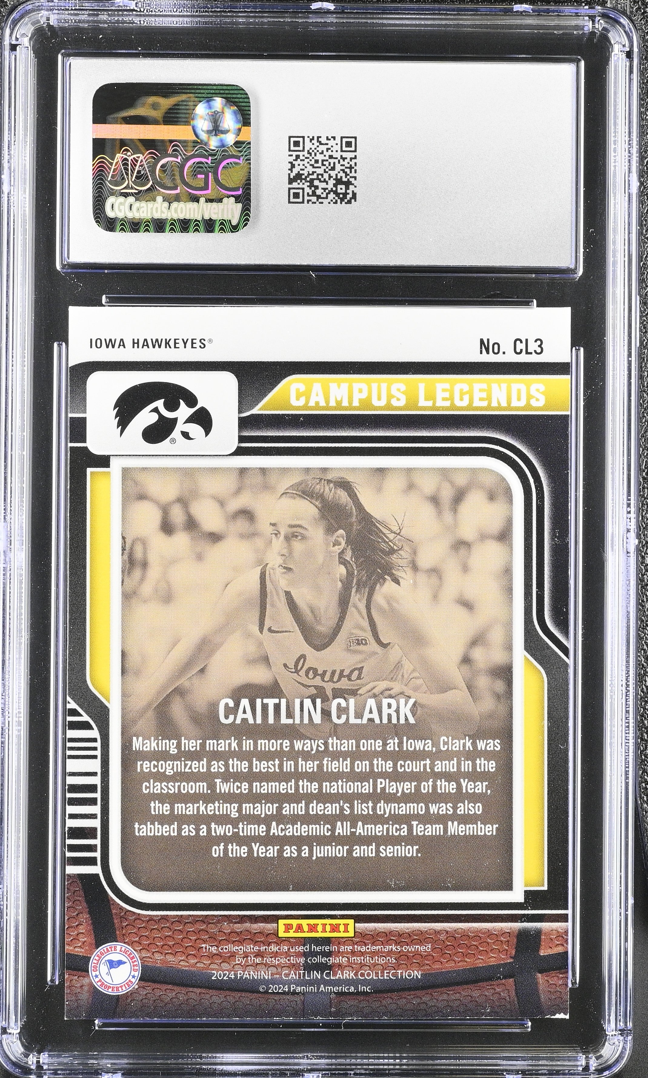 2024 Panini Caitlin Clark Collection Caitlin Clark #CL3 Campus Legends  CGC 8