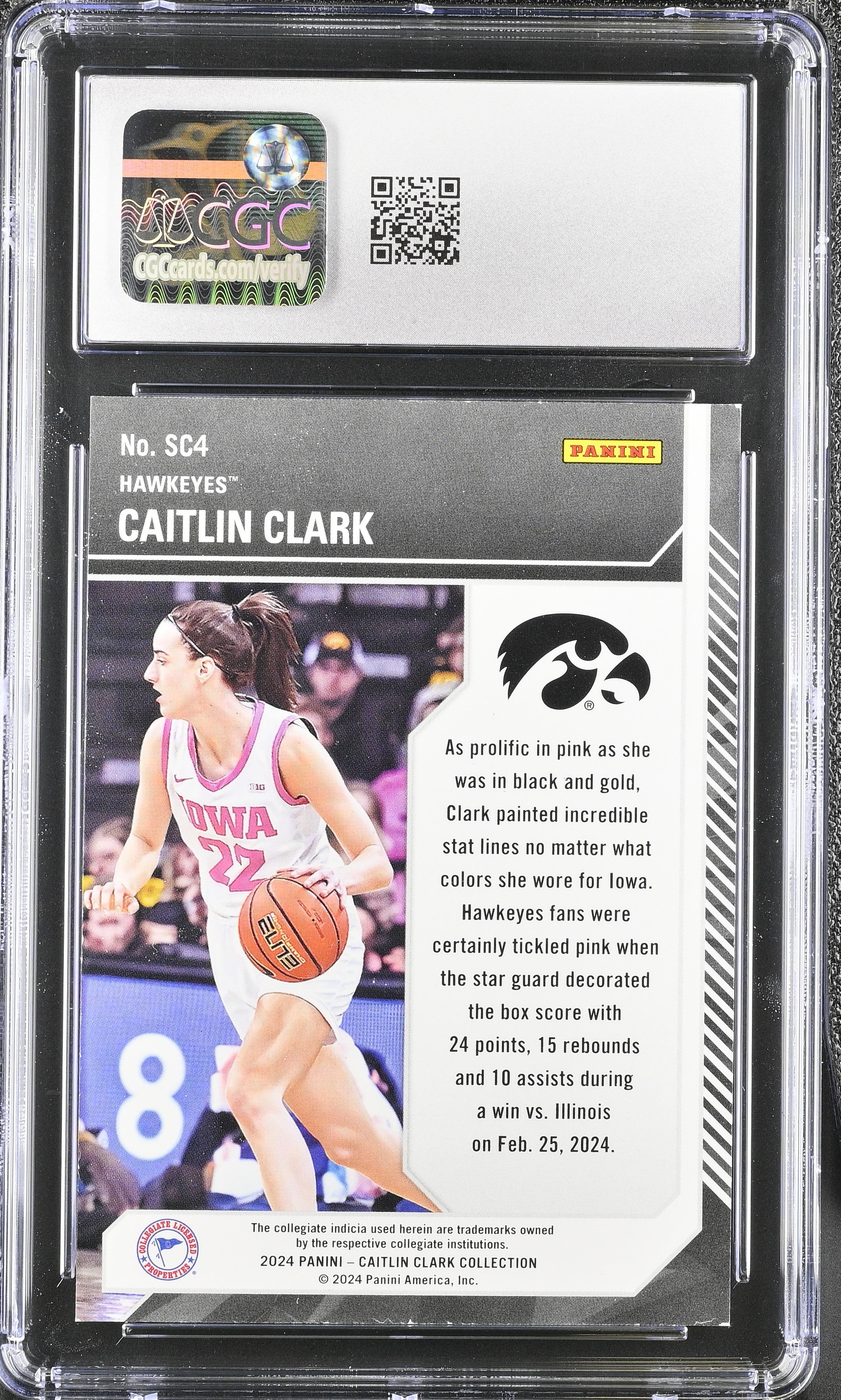 2024 Panini Caitlin Clark Collection Caitlin Clark #SC4 School Colors CGC 8