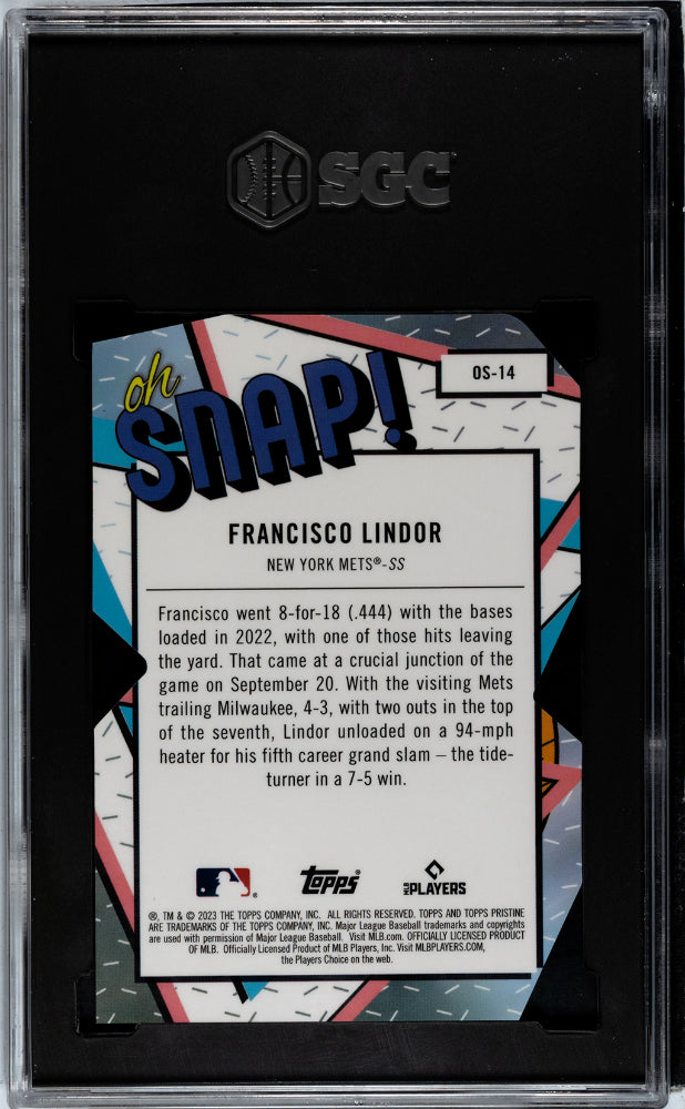 2023 Topps Pristine Francisco Lindor #OS-14 Oh Snap! Baseball SGC 10