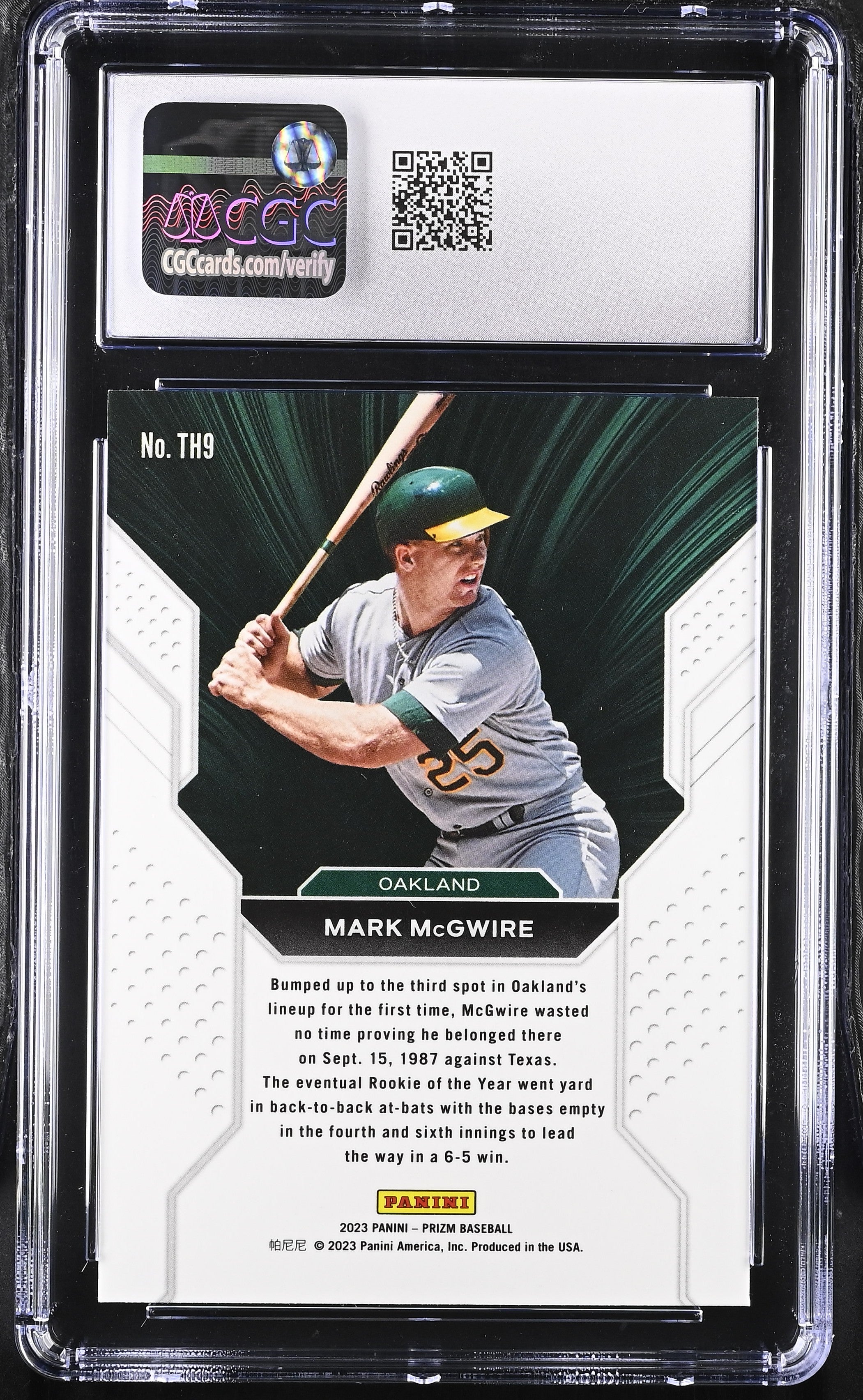 2023 Prizm Mark McGwire #TH9 Three-Hole Baseball CGC 9