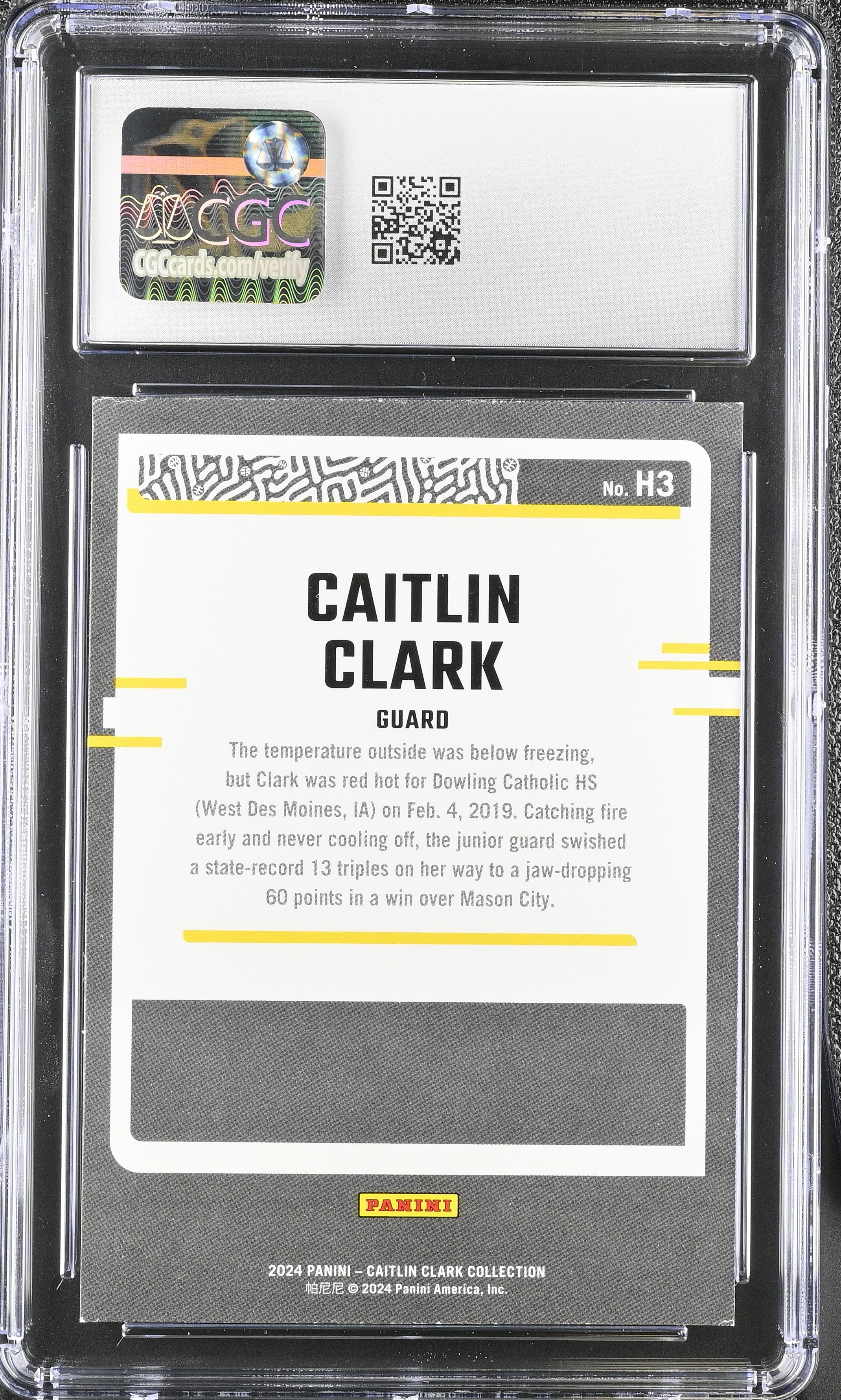 2024 Panini Caitlin Clark Collection Caitlin Clark #H3 Highlights CGC 8