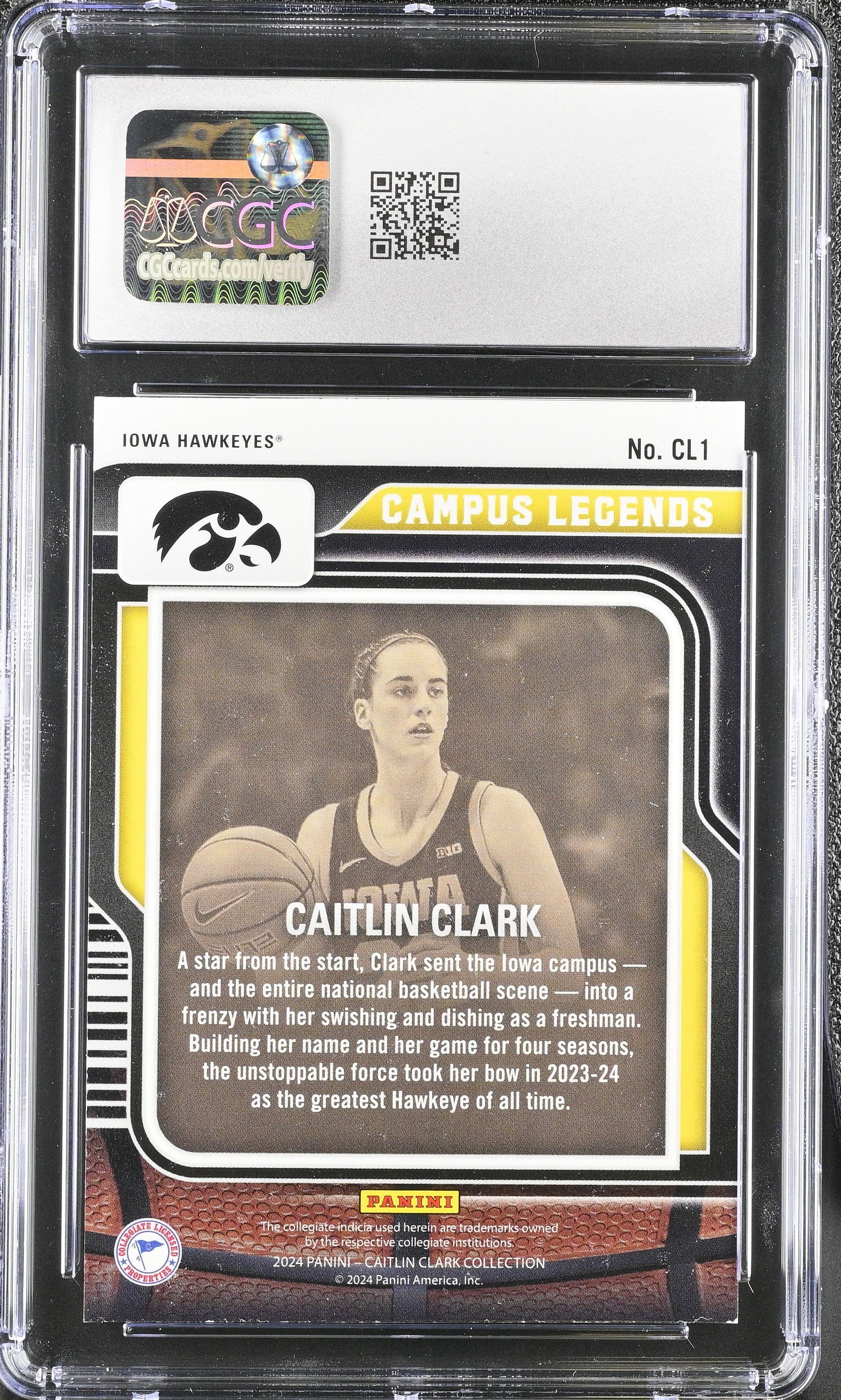 2024 Panini Caitlin Clark Collection Caitlin Clark #CL1 Campus Legends CGC 9