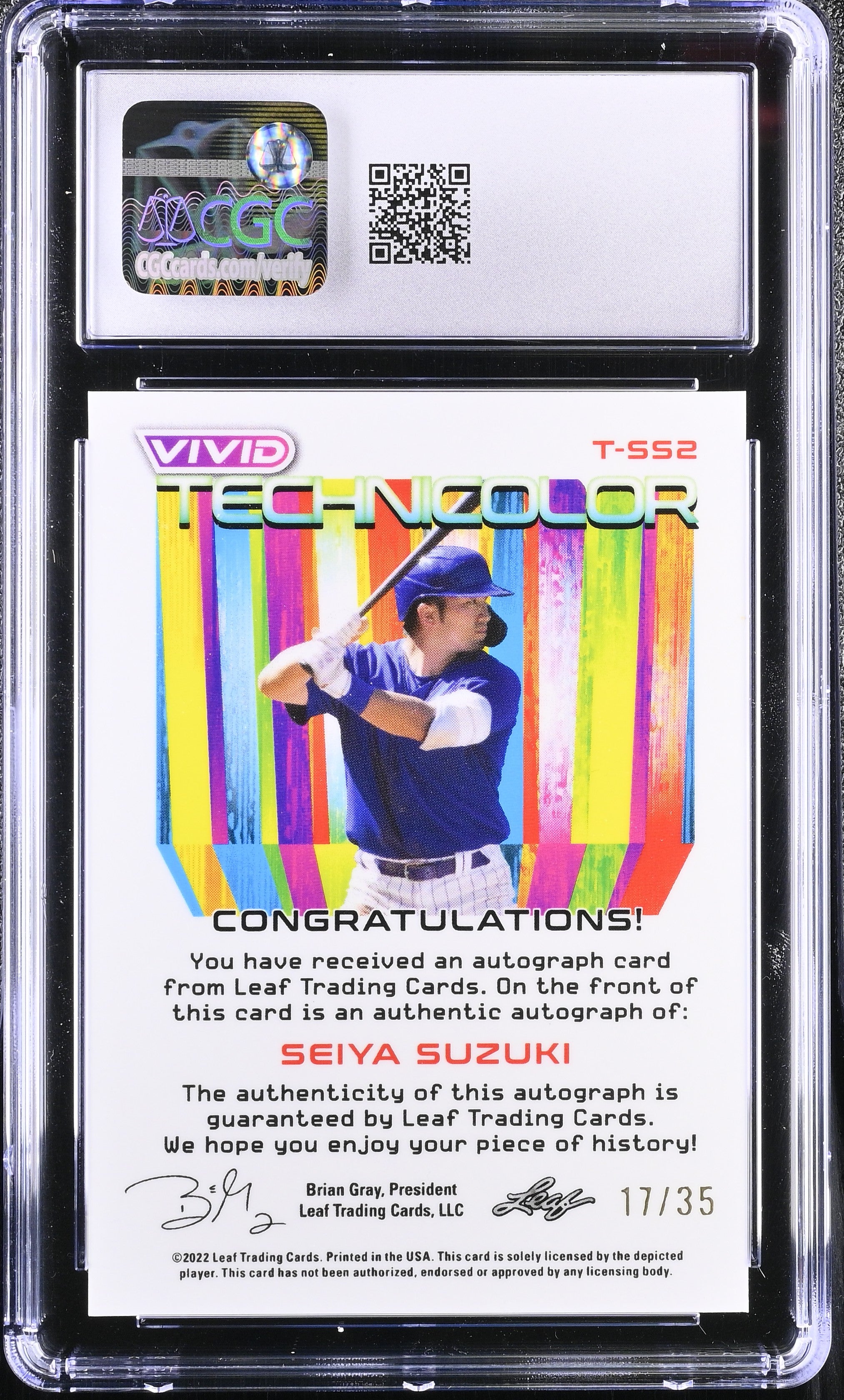 2022 Vivid Seiya Suzuki #T-SS2 Red Auto 17/35 Baseball CGC 9