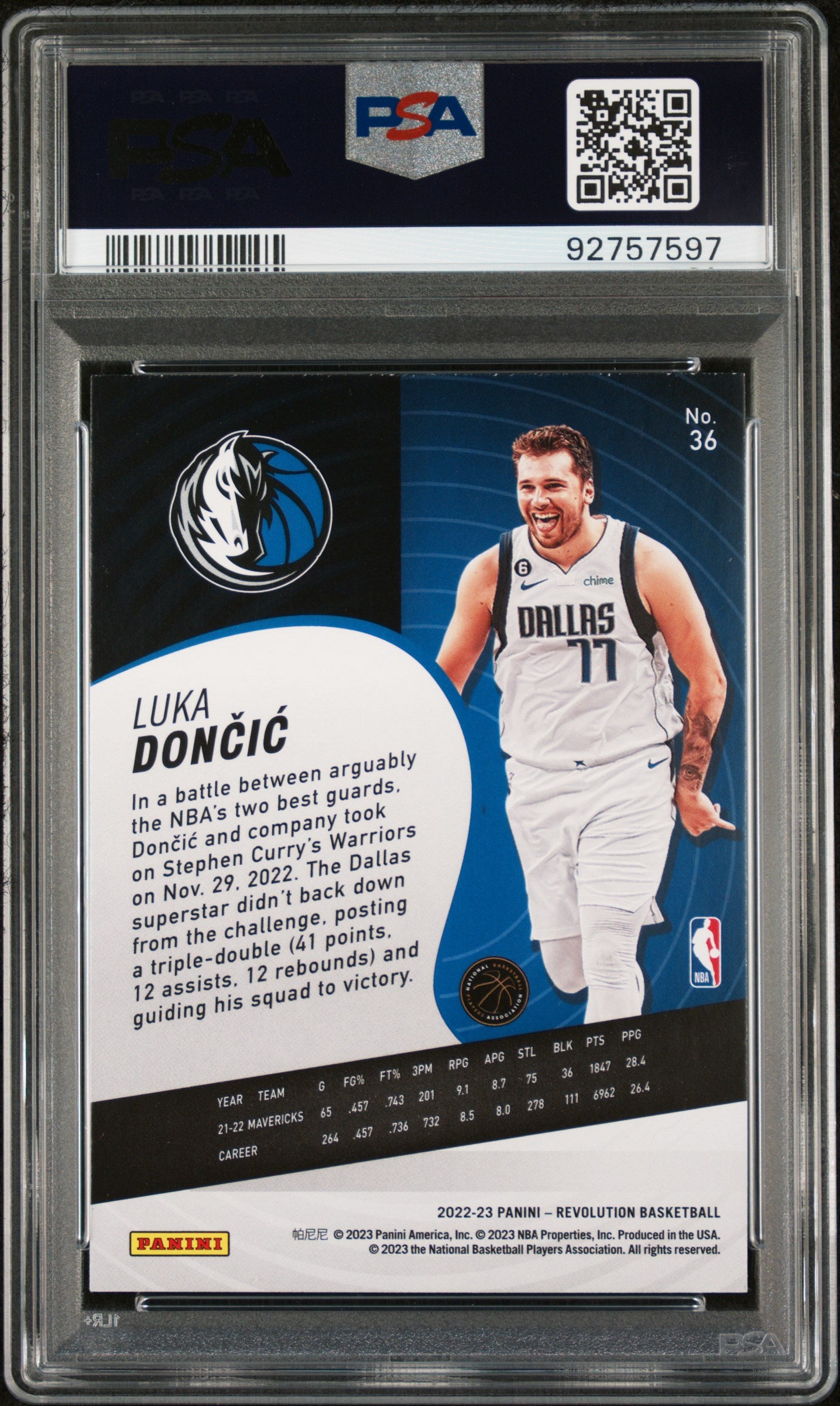 2022 Panini Revolution Luka Doncic #36 Basketball PSA 9