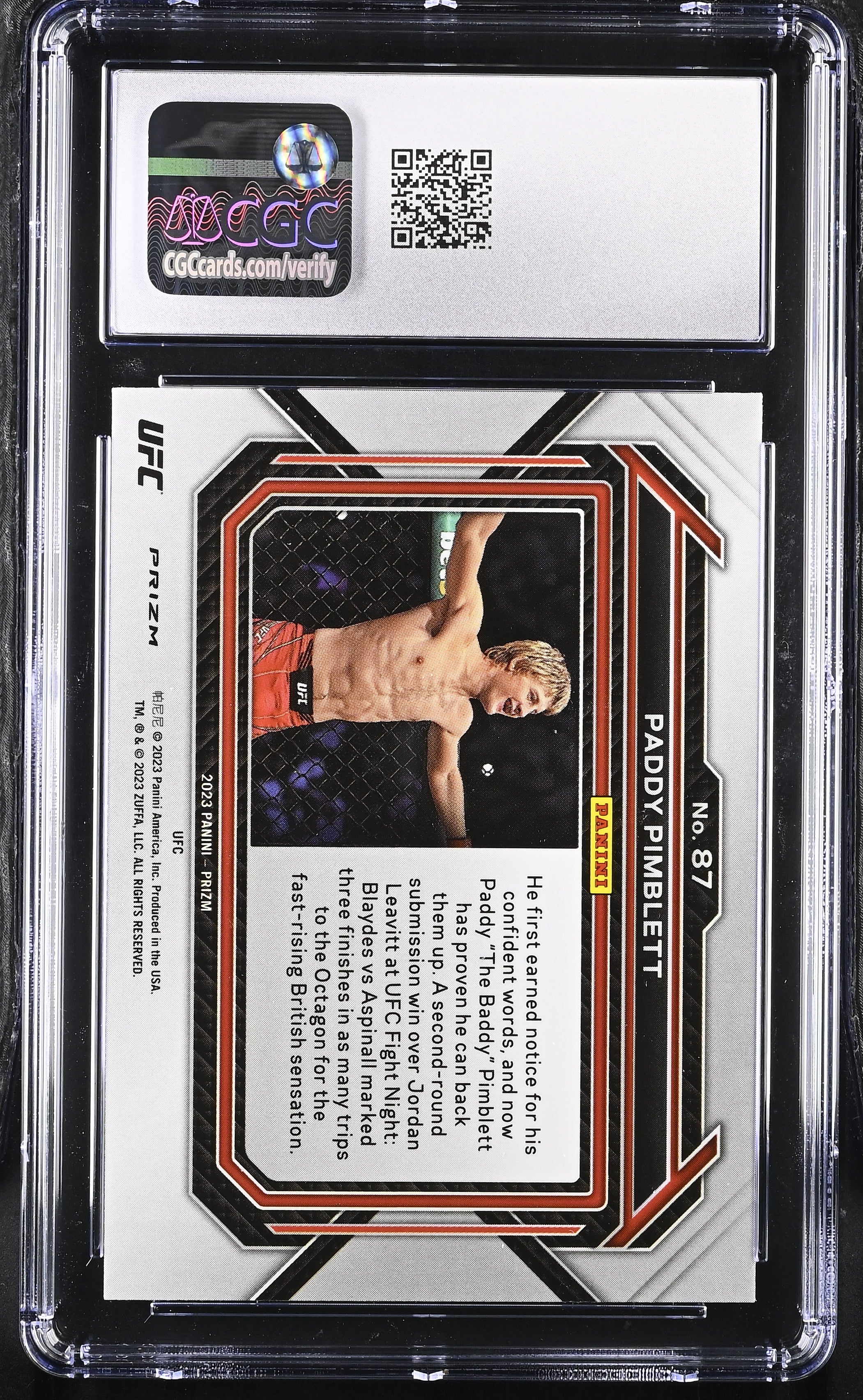 2023 Prizm UFC Paddy Pimblett #87 White Sparkle MMA CGC 10