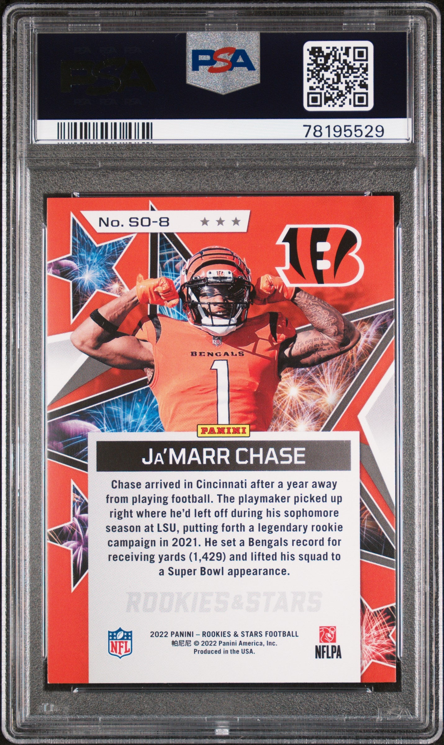 2022 Panini Rookies & Stars Standing Ovation Ja'marr Chase #SO8 PSA 9