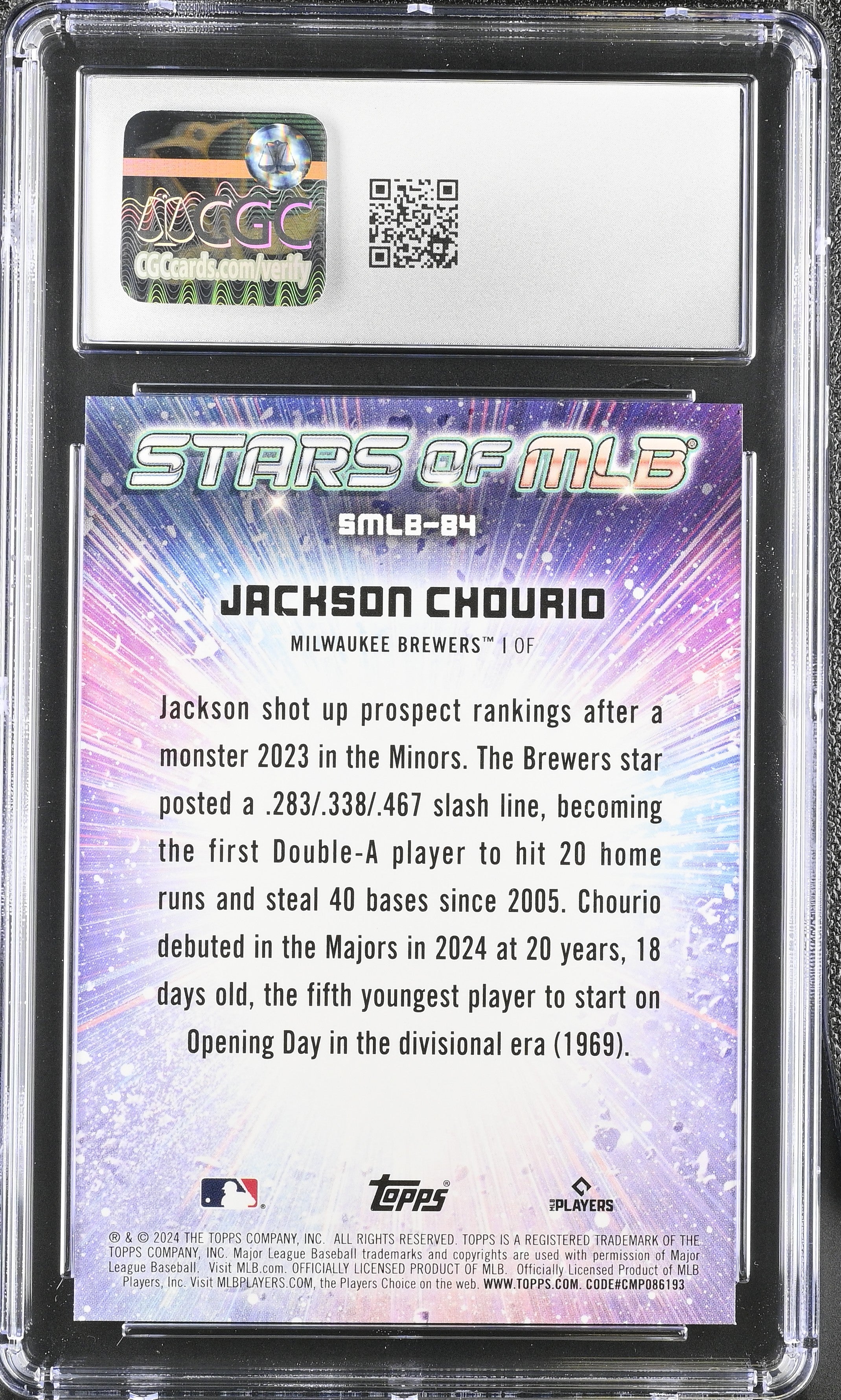 2024 Topps Update Jackson Chourio #SMLB-84 Stars of MLB Baseball CGC 10