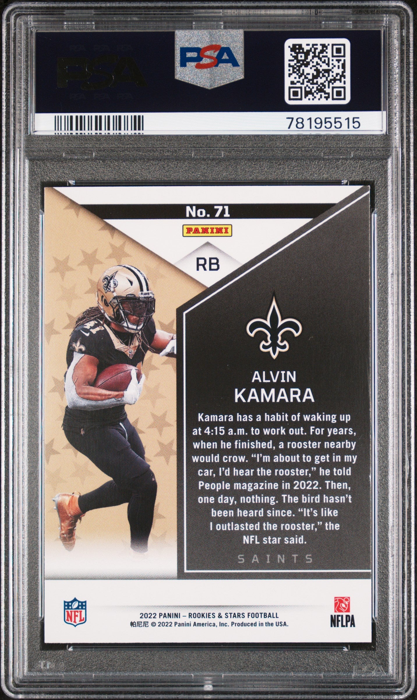 2022 Panini Rookies & Stars Alvin Kamara #71 Red Football PSA 8