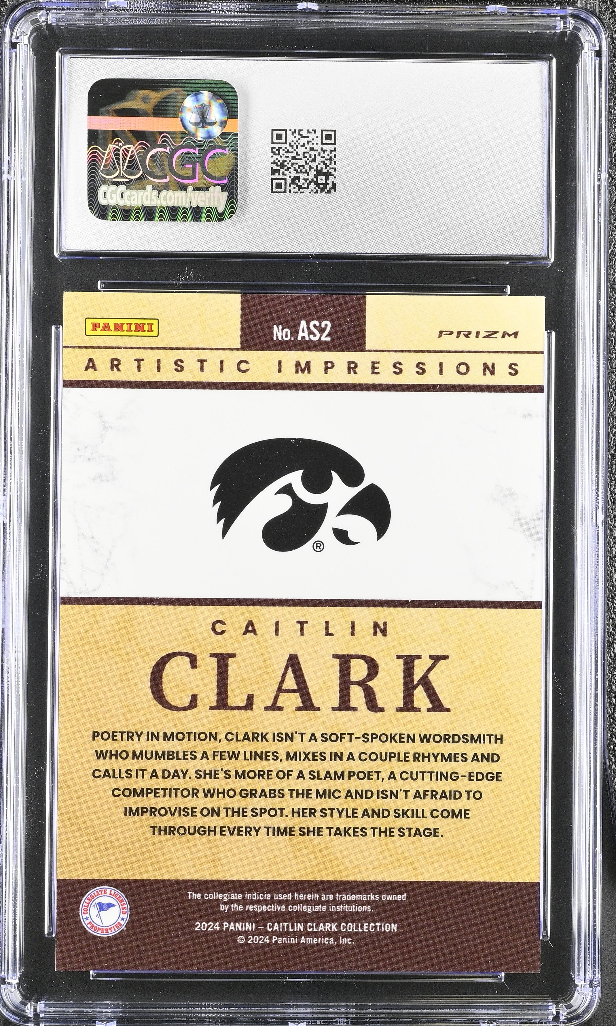 2024 Panini Caitlin Clark Collection #AS2 Artistic Selections CGC 9