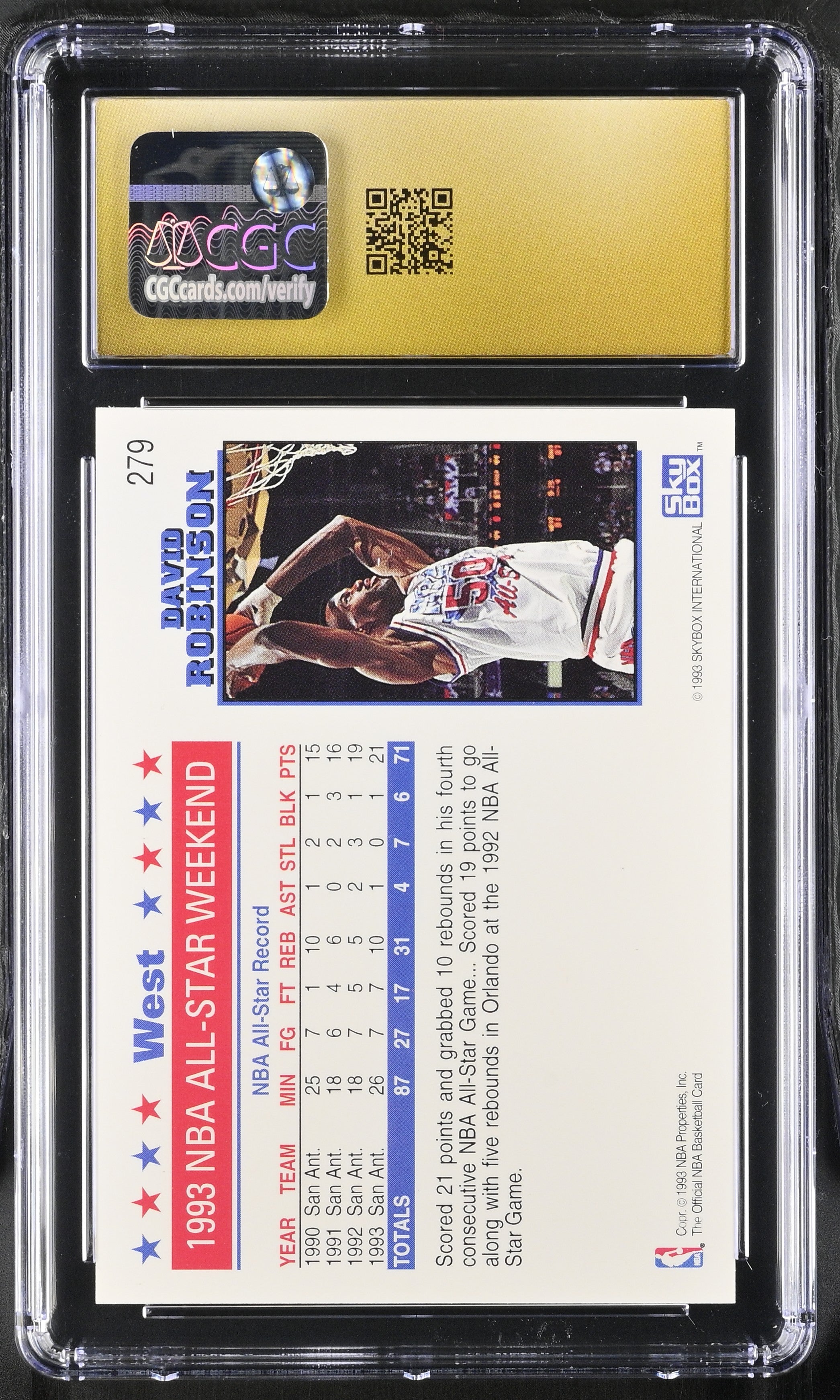 1993-94 Hoops David Robinson #279 Basketball CGC Pristine 10