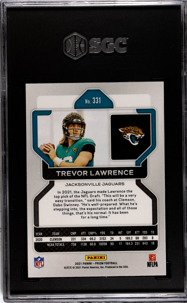 2021 Panini Prizm Trevor Lawrence #331 Football SGC 9.5