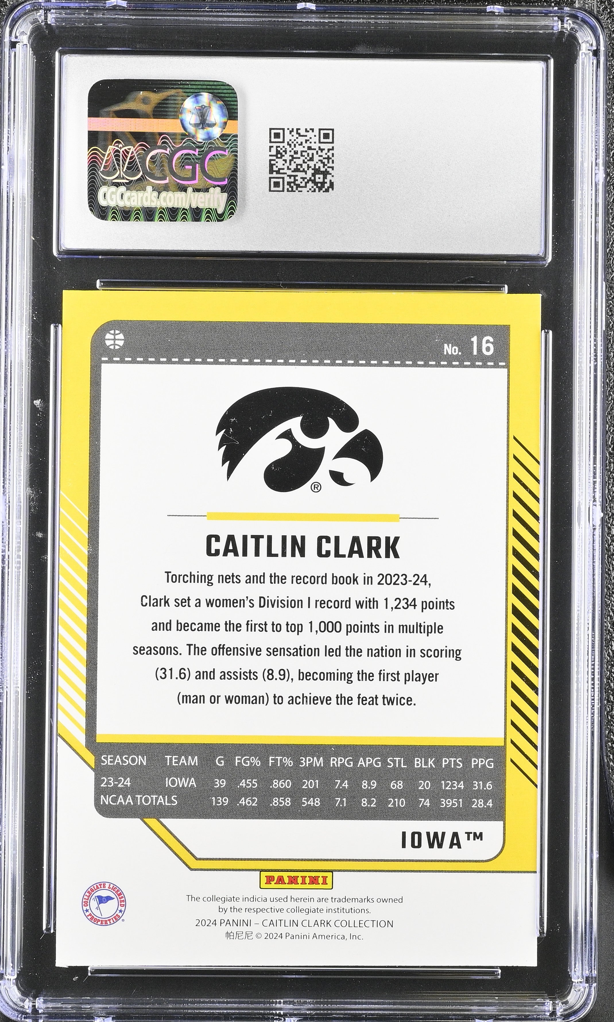 2024 Panini Caitlin Clark Collection Caitlin Clark #16 Target Exclusive CGC 8