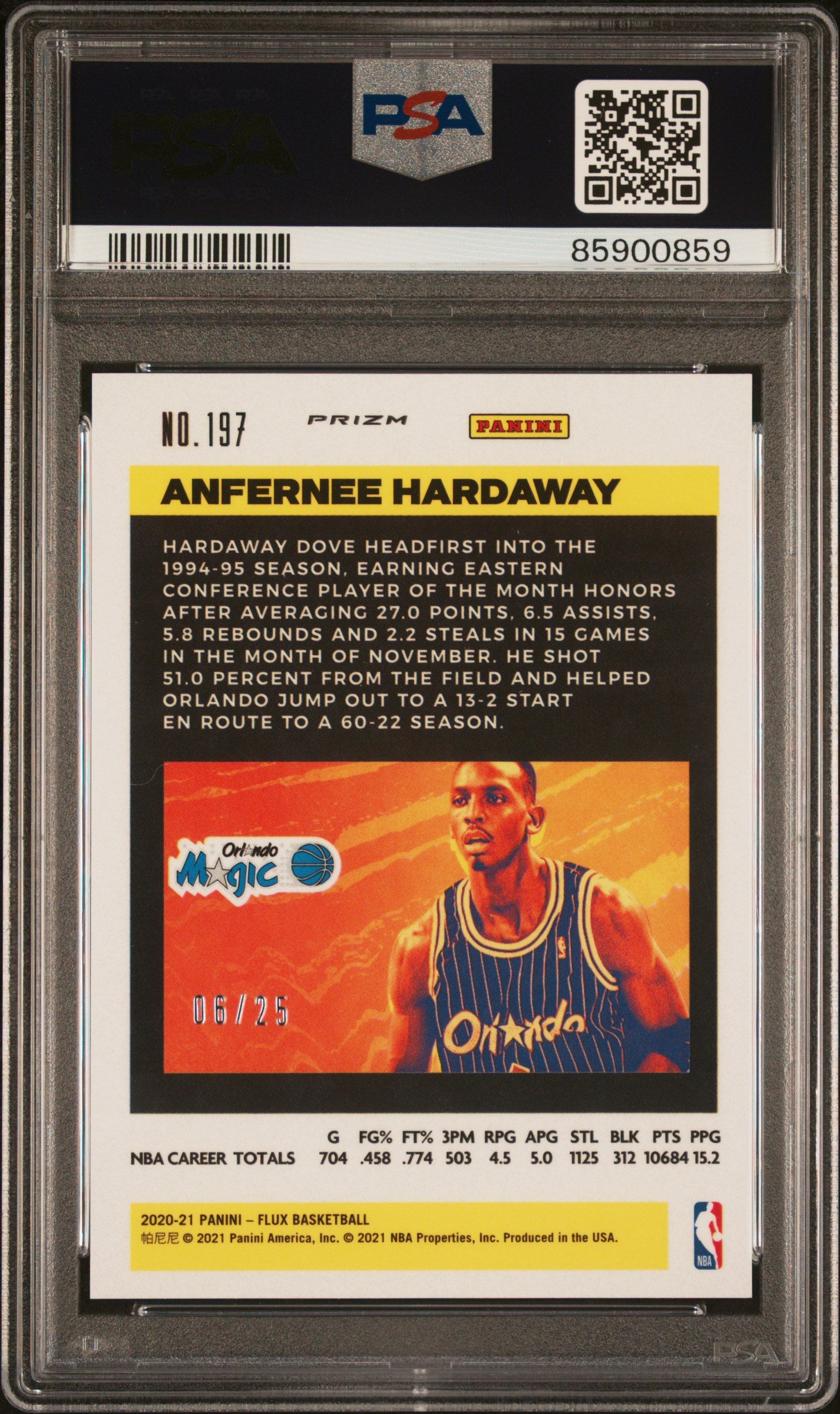 2020 Panini Flux Anfernee Hardaway #197 Lunar Eclipse 06/25 Basketball PSA 9