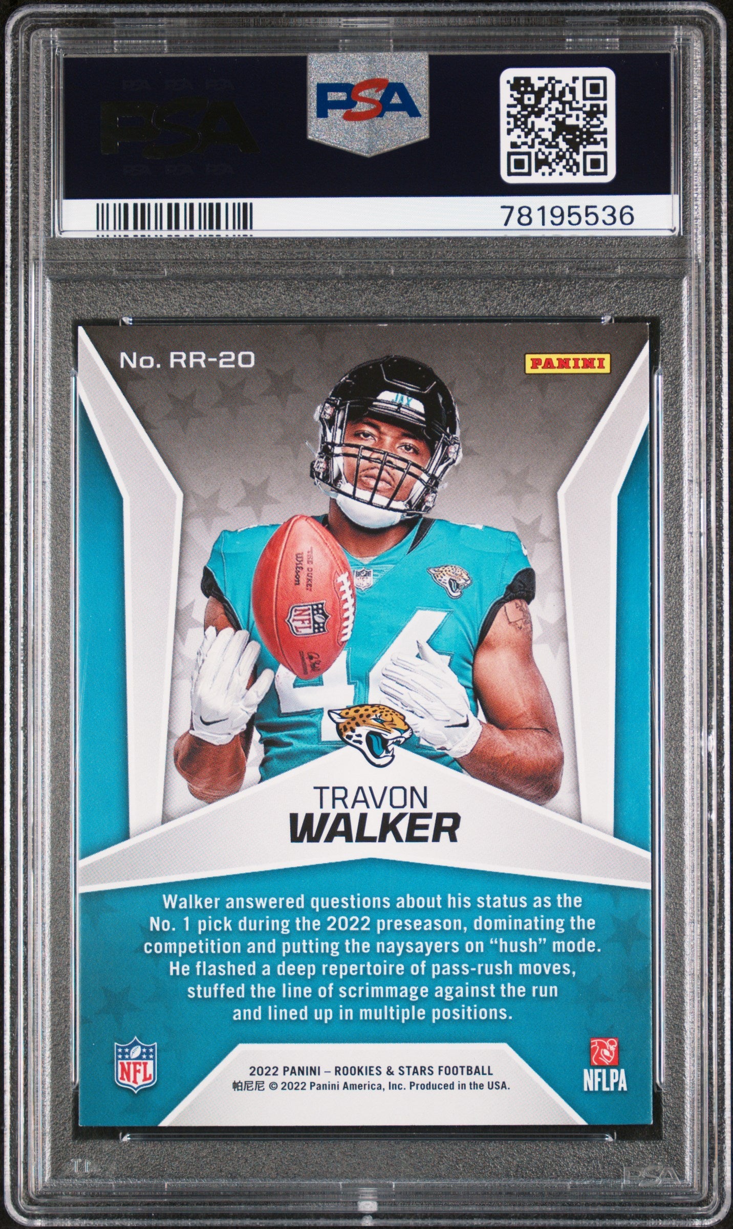 2022 Panini Rookies & Stars Rookie Rush Travon Walker #RR20 Football PSA 8