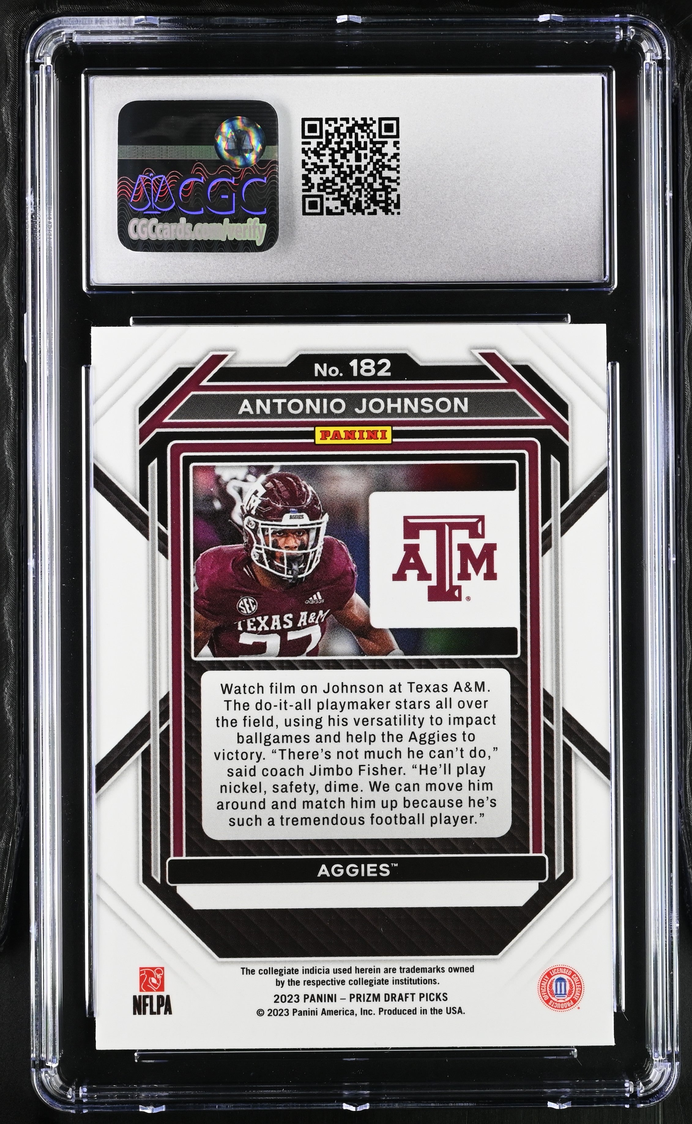 2023 Prizm Draft Picks Antonio Johnson #182 Football CGC 9.5