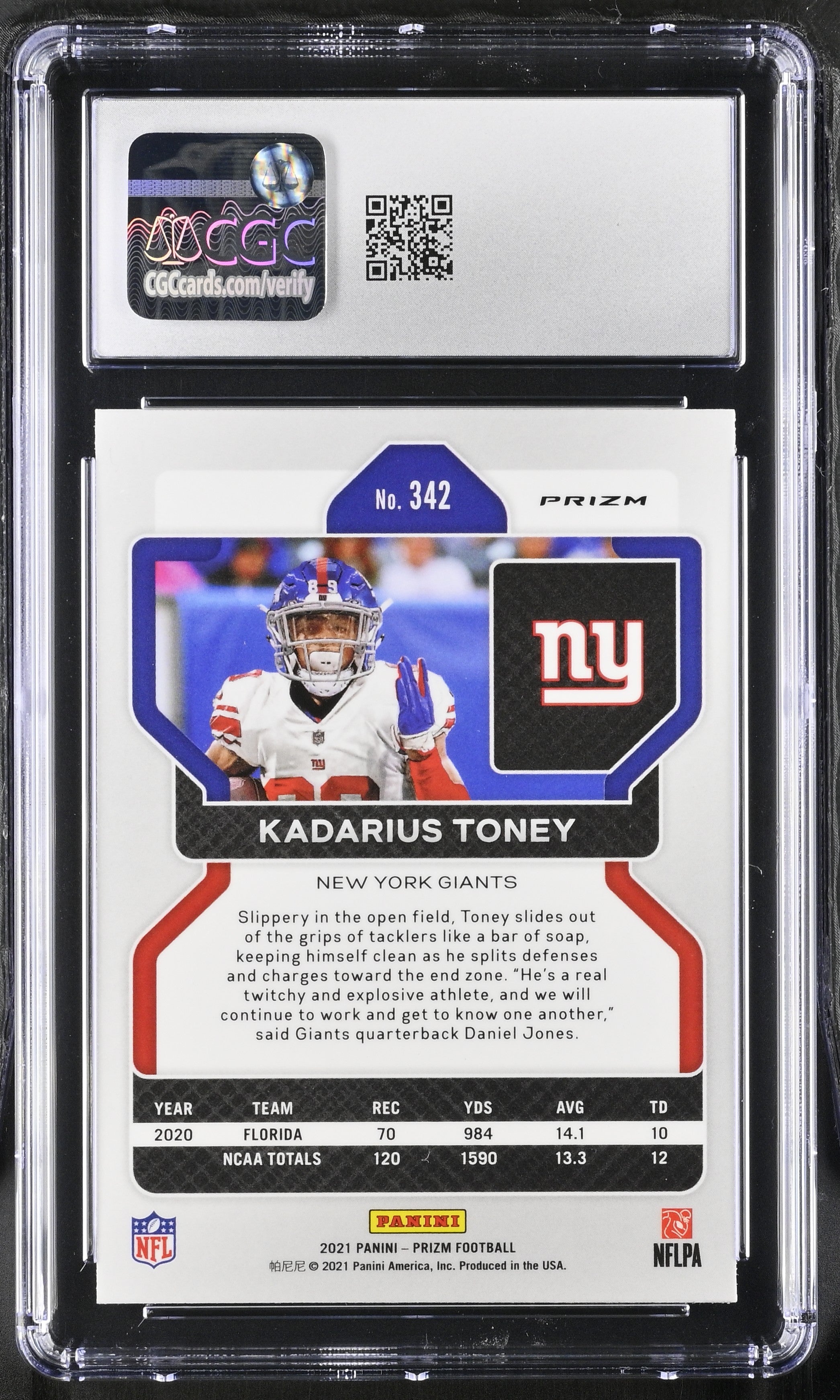 2021 Panini Prizm Kadarius Toney #342 Red White & Blue Football CGC 9