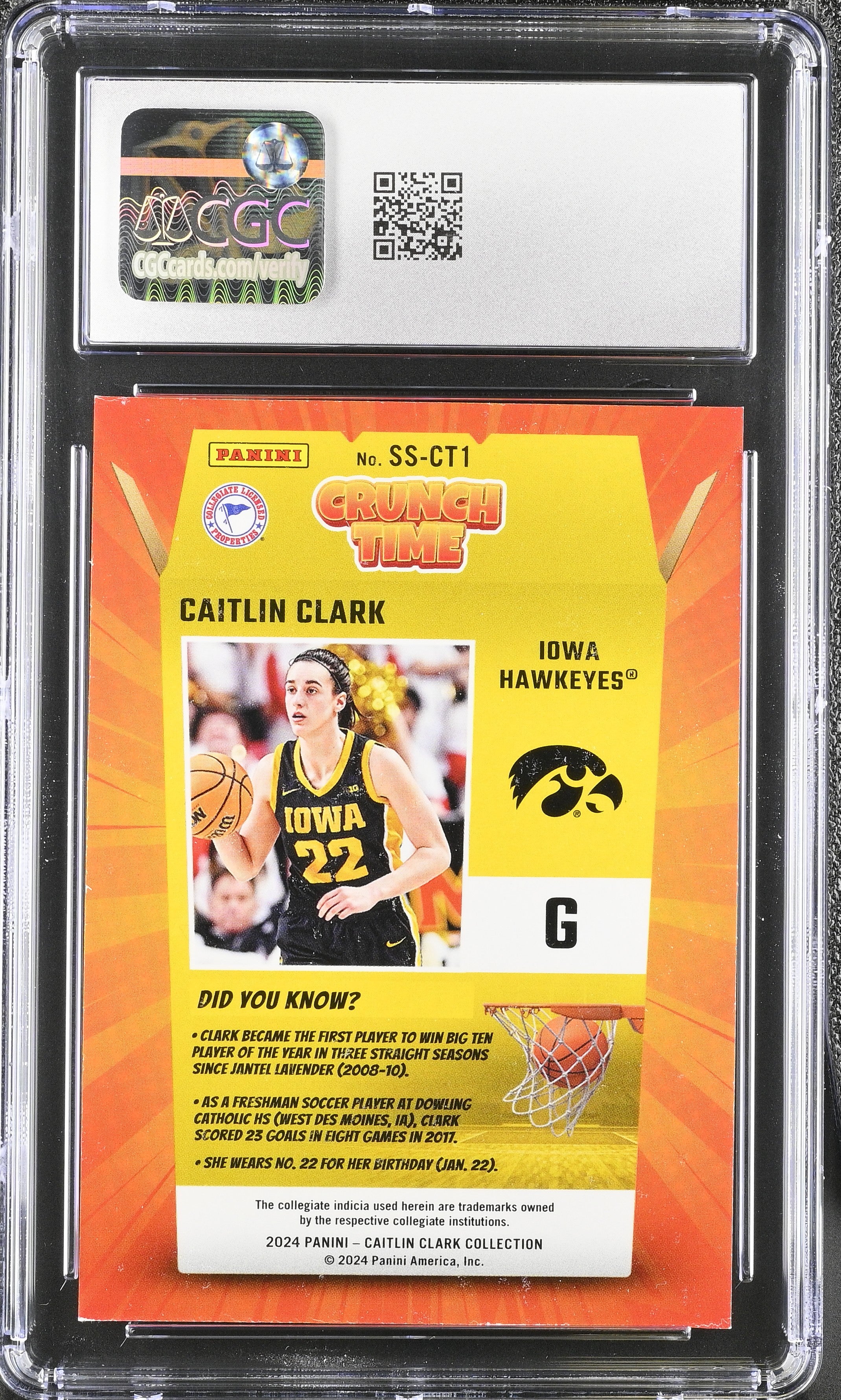 2024 Panini Caitlin Clark Collection Caitlin Clark #SS-CT1 Crunch Time  CGC 8