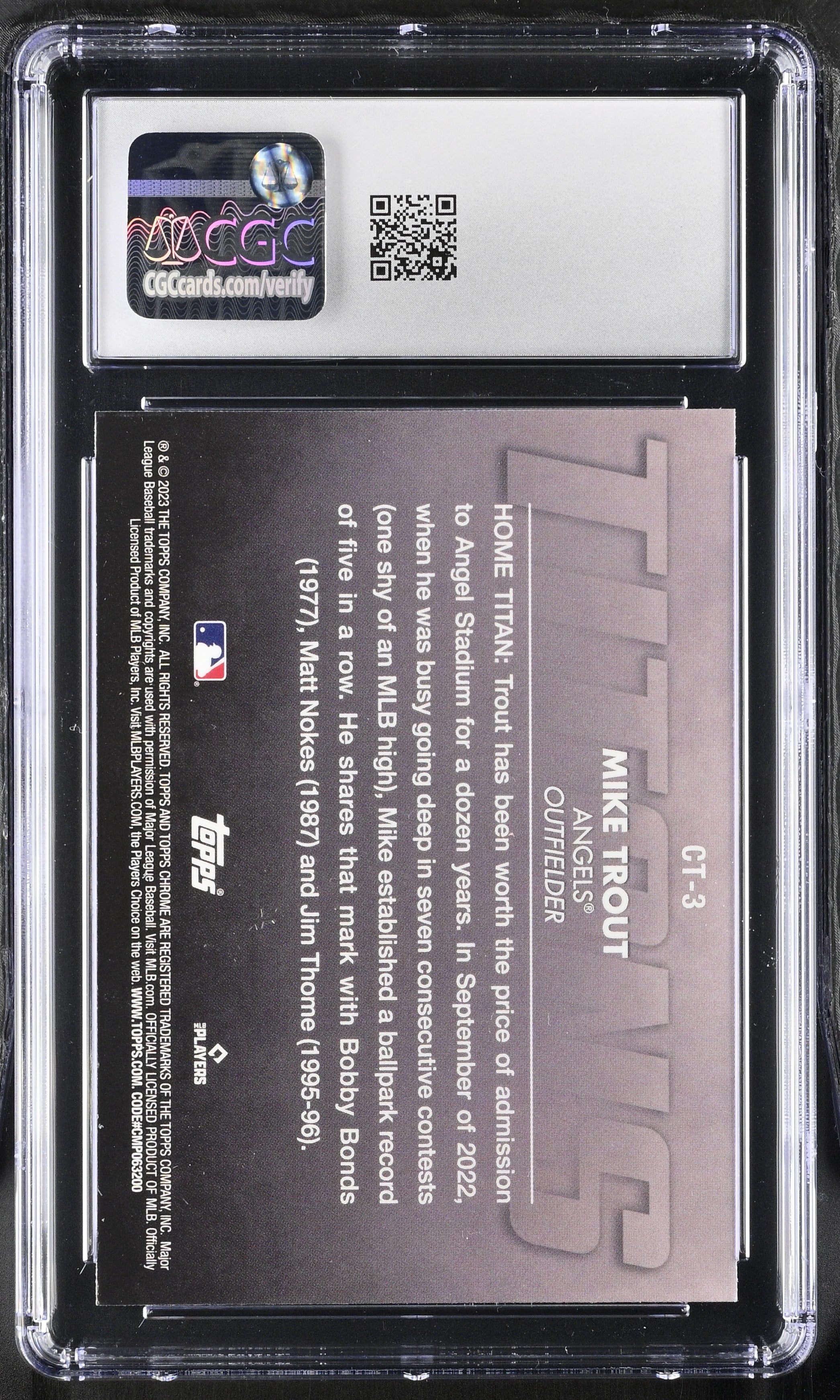 2023 Topps Chrome Mike Trout #CT-3 Baseball CGC 9