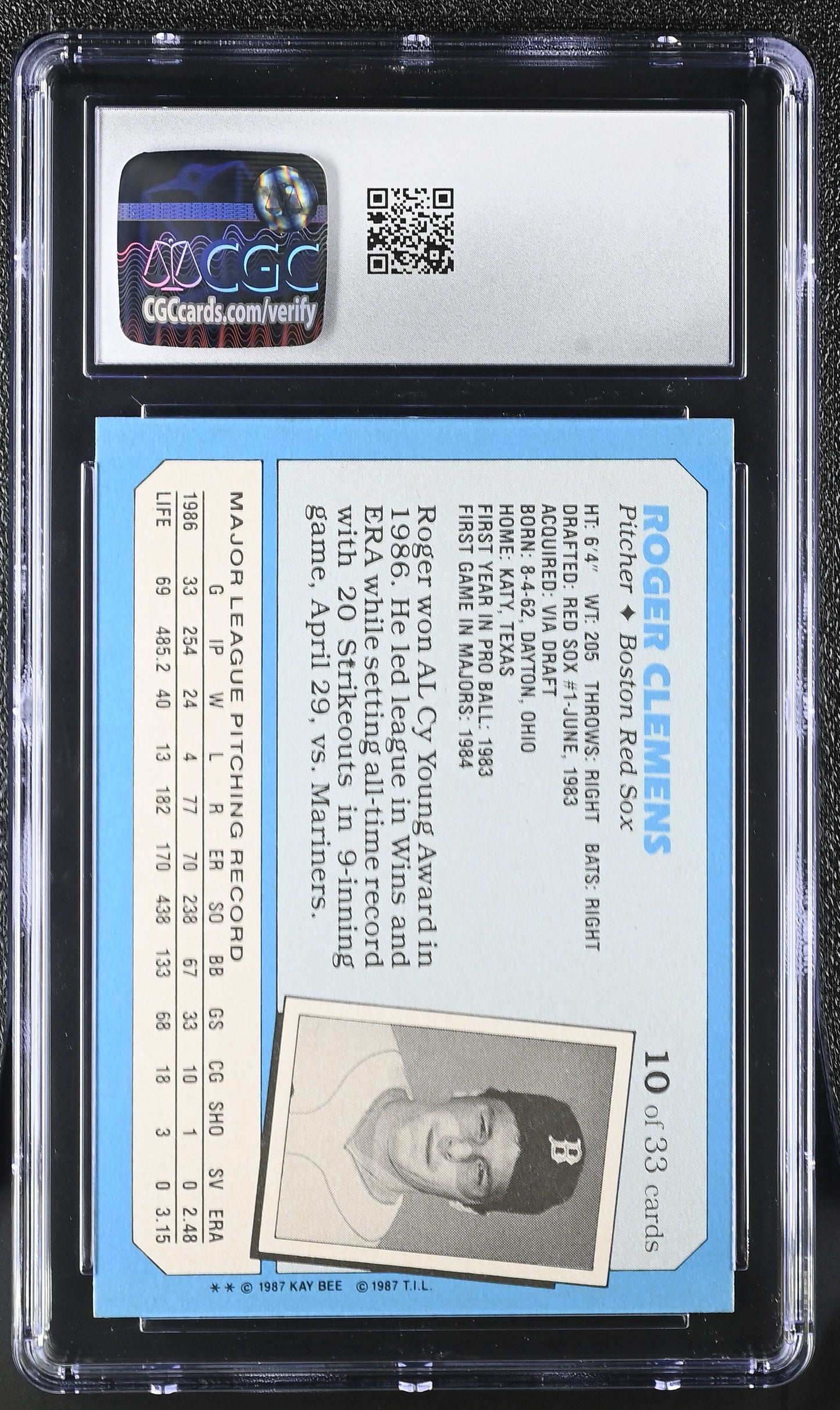 1987 Kaybee Roger Clemens #10 Superstars of Baseball Baseball CGC 8