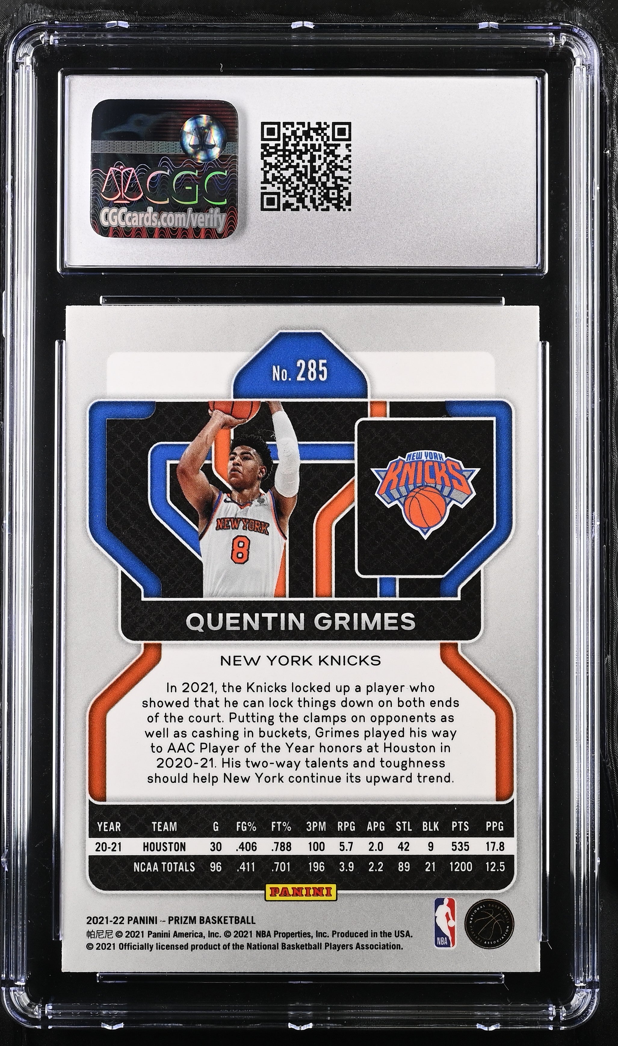 2021 Prizm Quentin Grimes #285 Basketball CGC 6.5