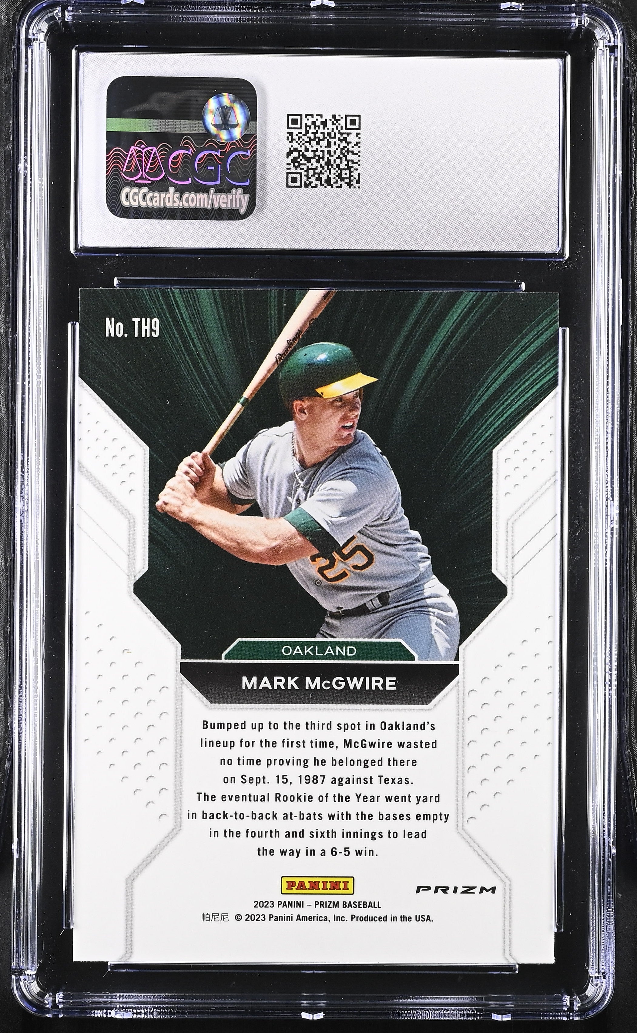 2023 Prizm Mark McGwire #TH9 Silver Three-Hole Baseball CGC 9