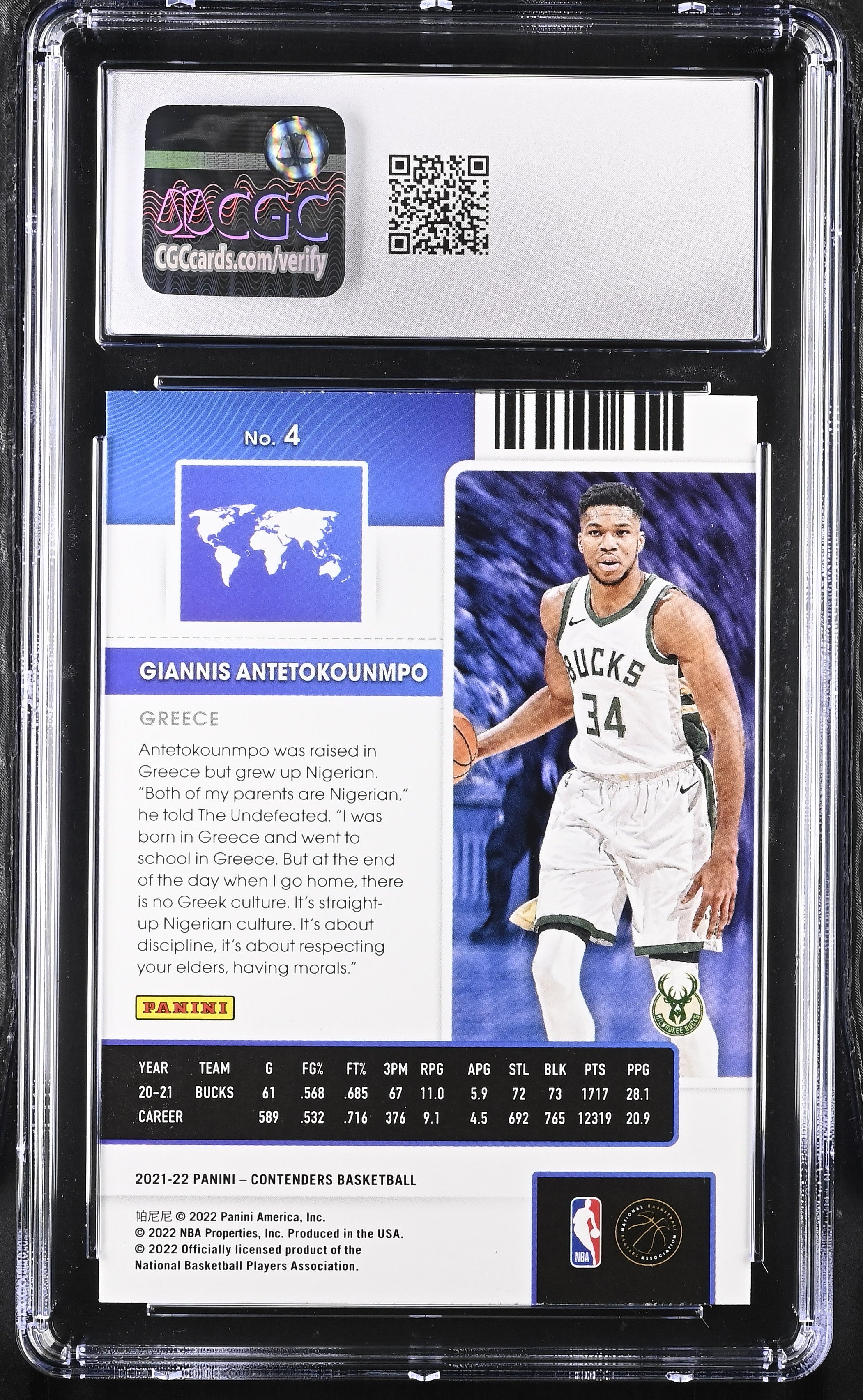 2021 Contenders Giannis Antetokounmpo #4 Basketball CGC 10