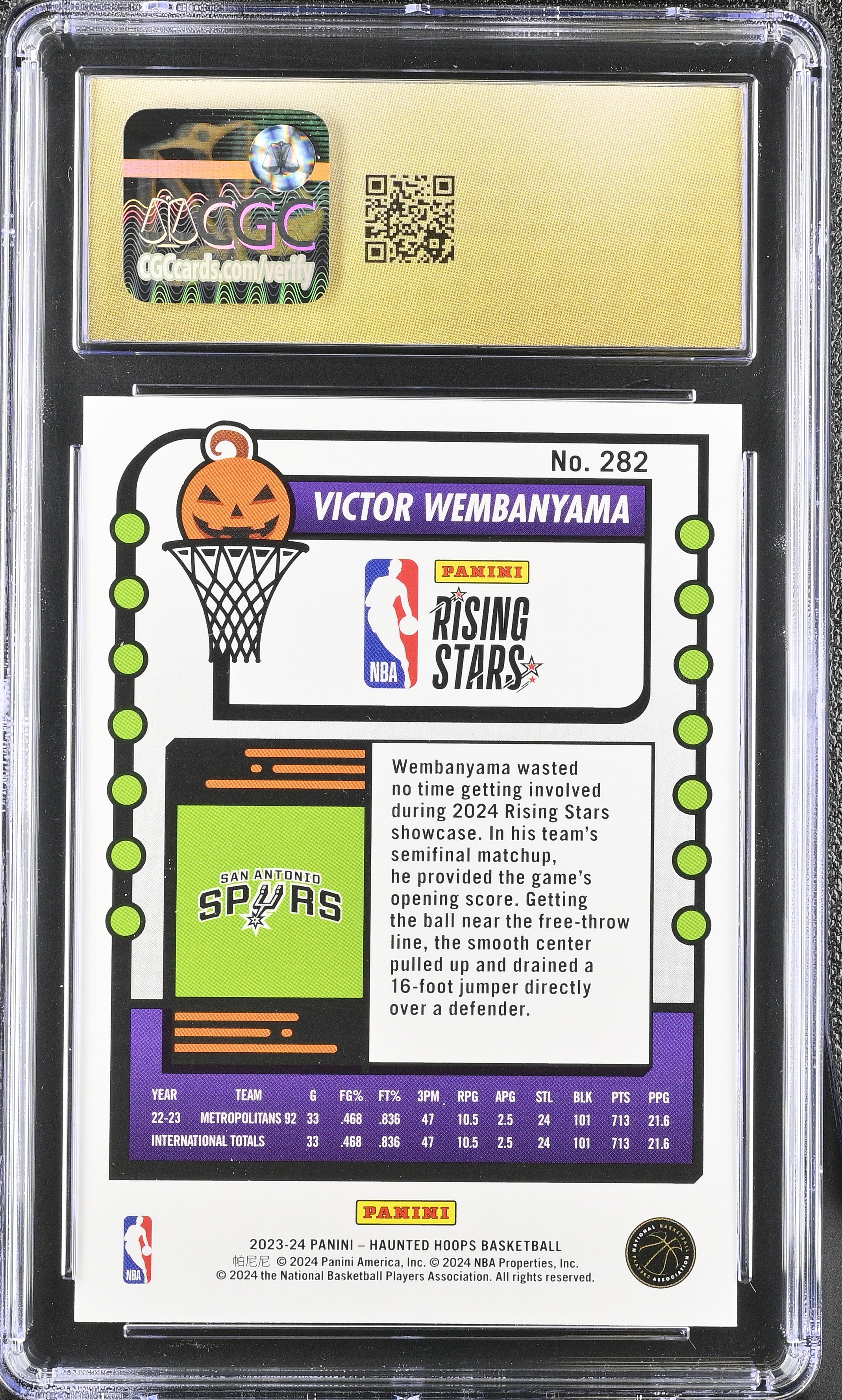 2023-24 Panini Haunted Hoops Victor Wembanyama #282 Basketball CGC 10