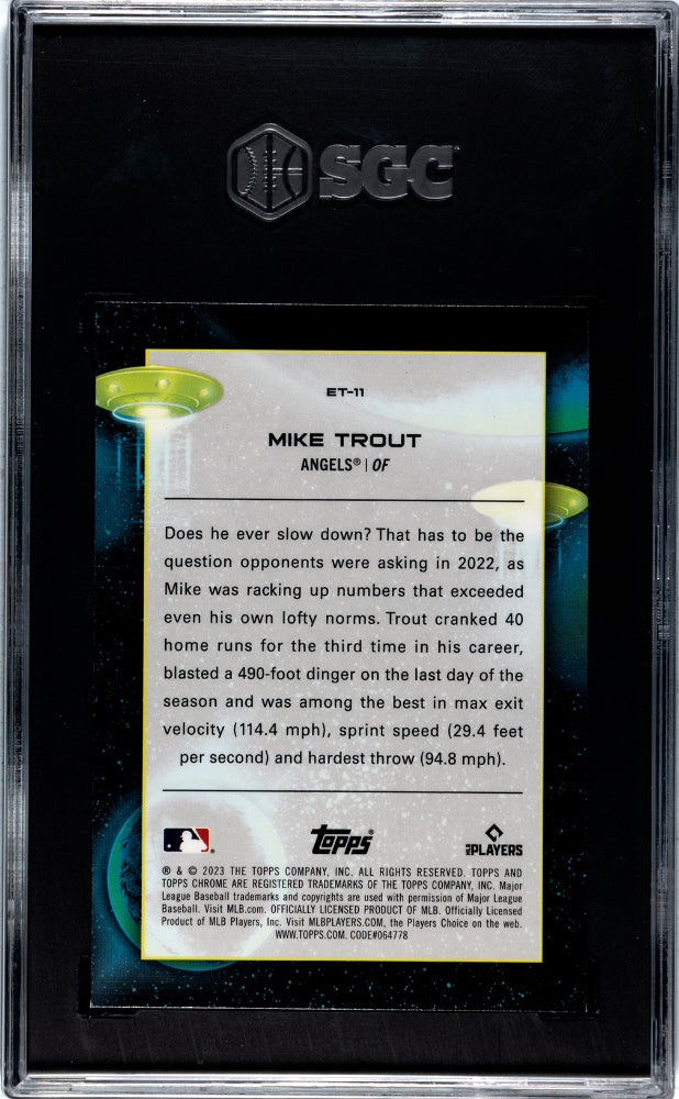 2023 Topps Cosmic Chrome Mike Trout #ET-11 Et Talent Baseball SGC 10