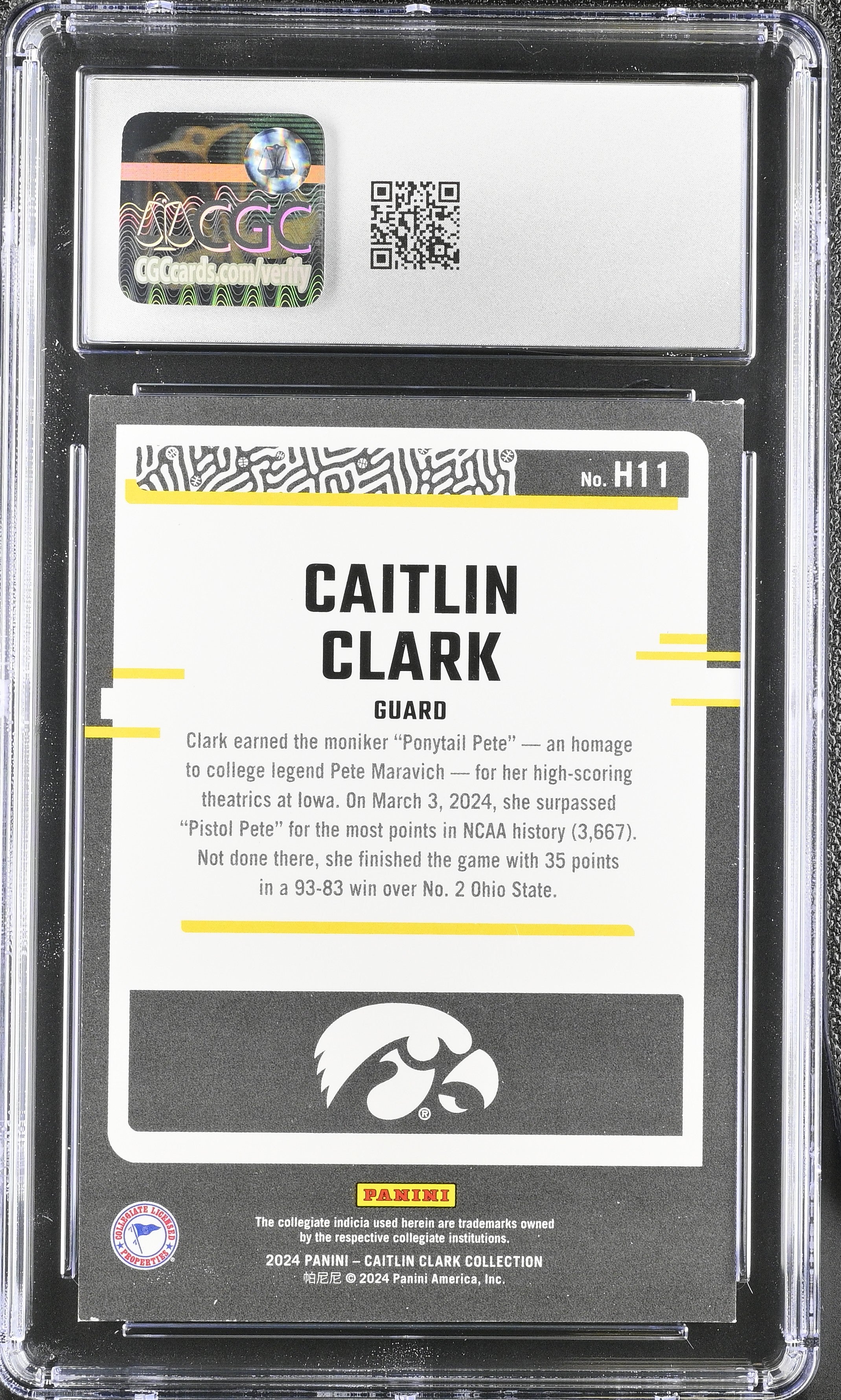 2024 Panini Caitlin Clark Collection Caitlin Clark #H11 Highlights CGC 8.5