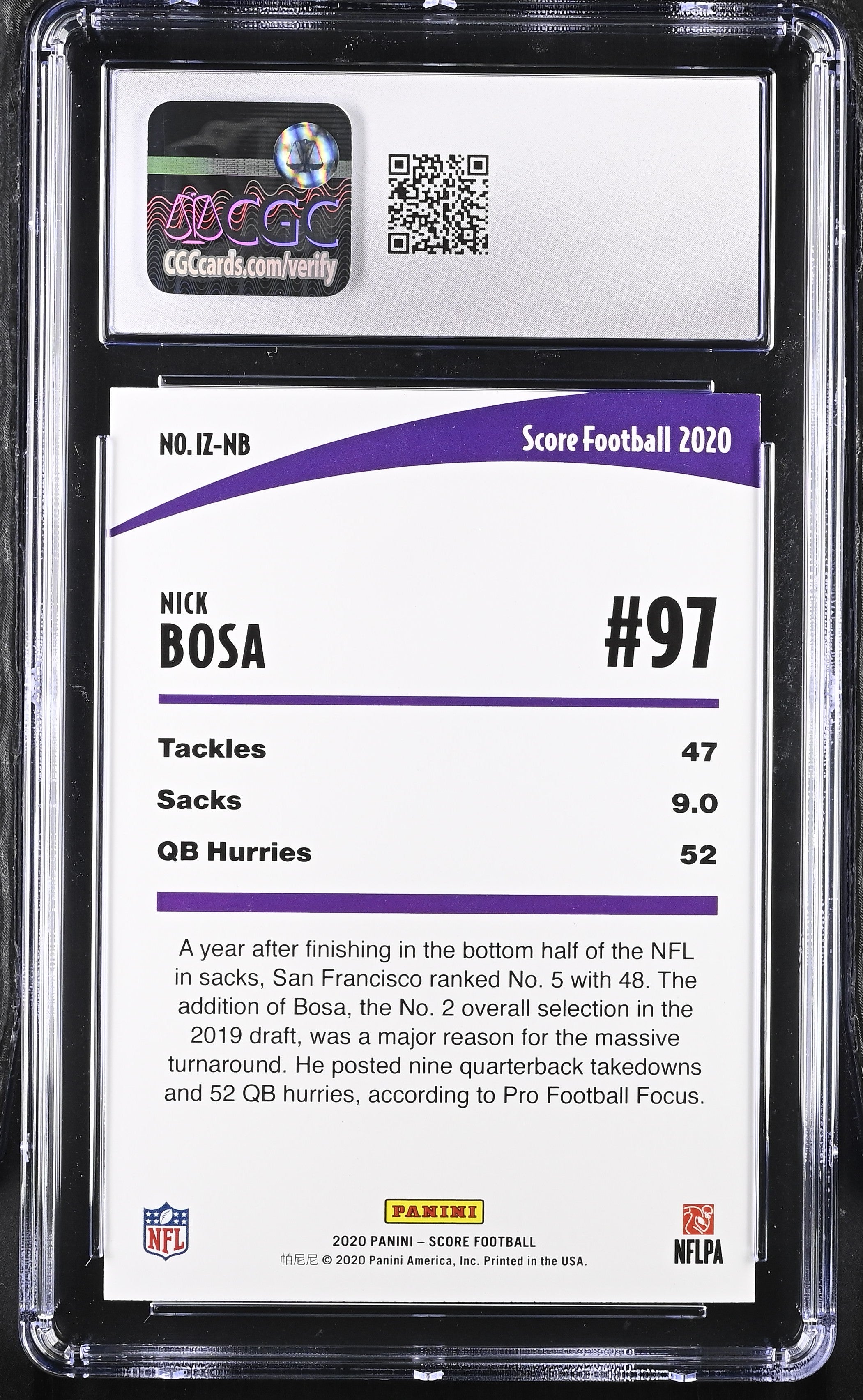 2020 Score Nick Bosa #IZ-NB Football CGC 10