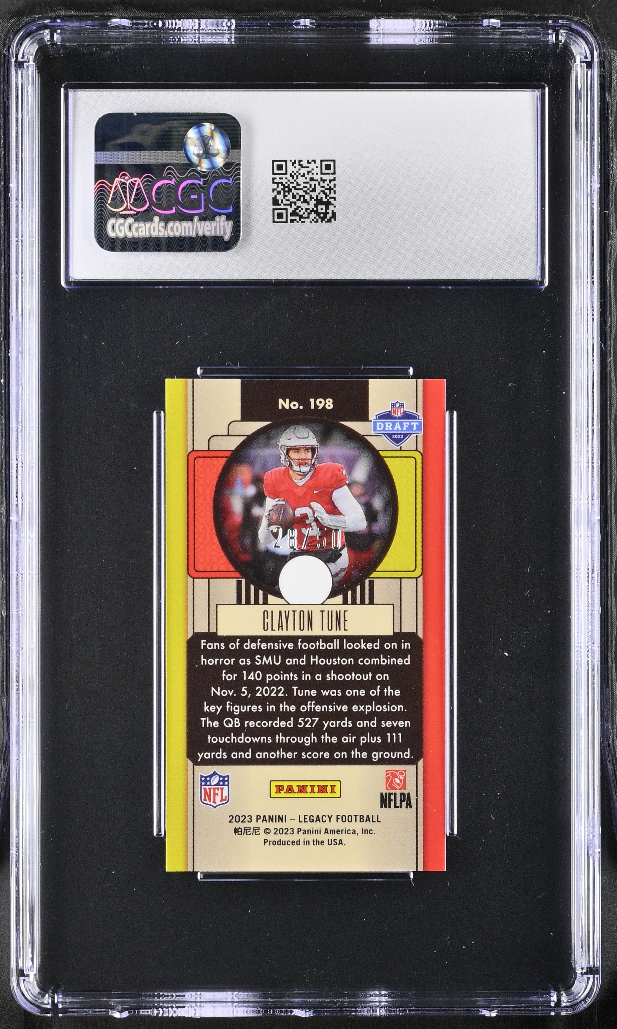 2023 Panini Legacy Clayton Tune #198 Premium Edition Ruby Mini RC 28/50 CGC 9