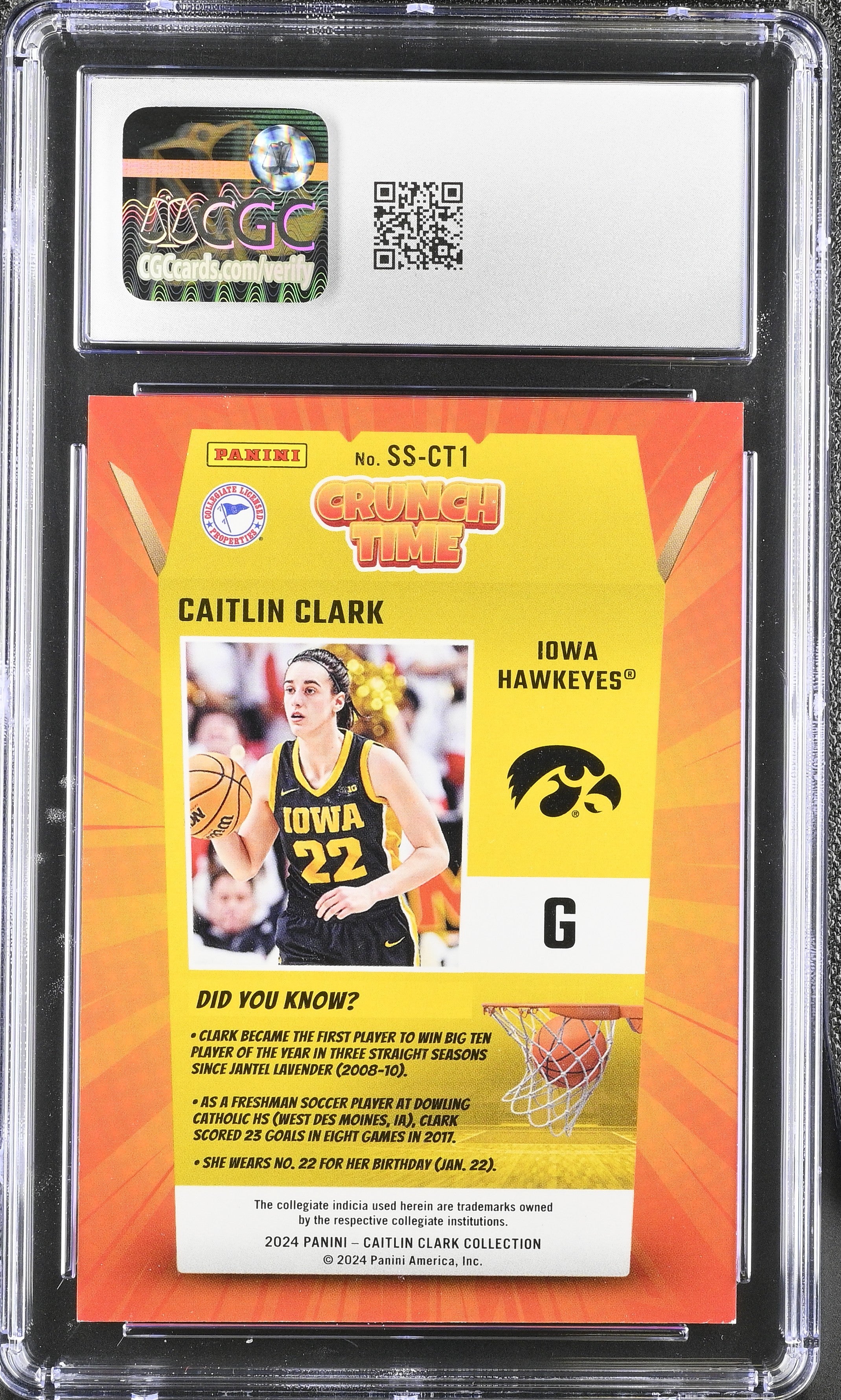 2024 Panini Caitlin Clark Collection #SS-CT1 Target Exclusive Crunch Time CGC 9