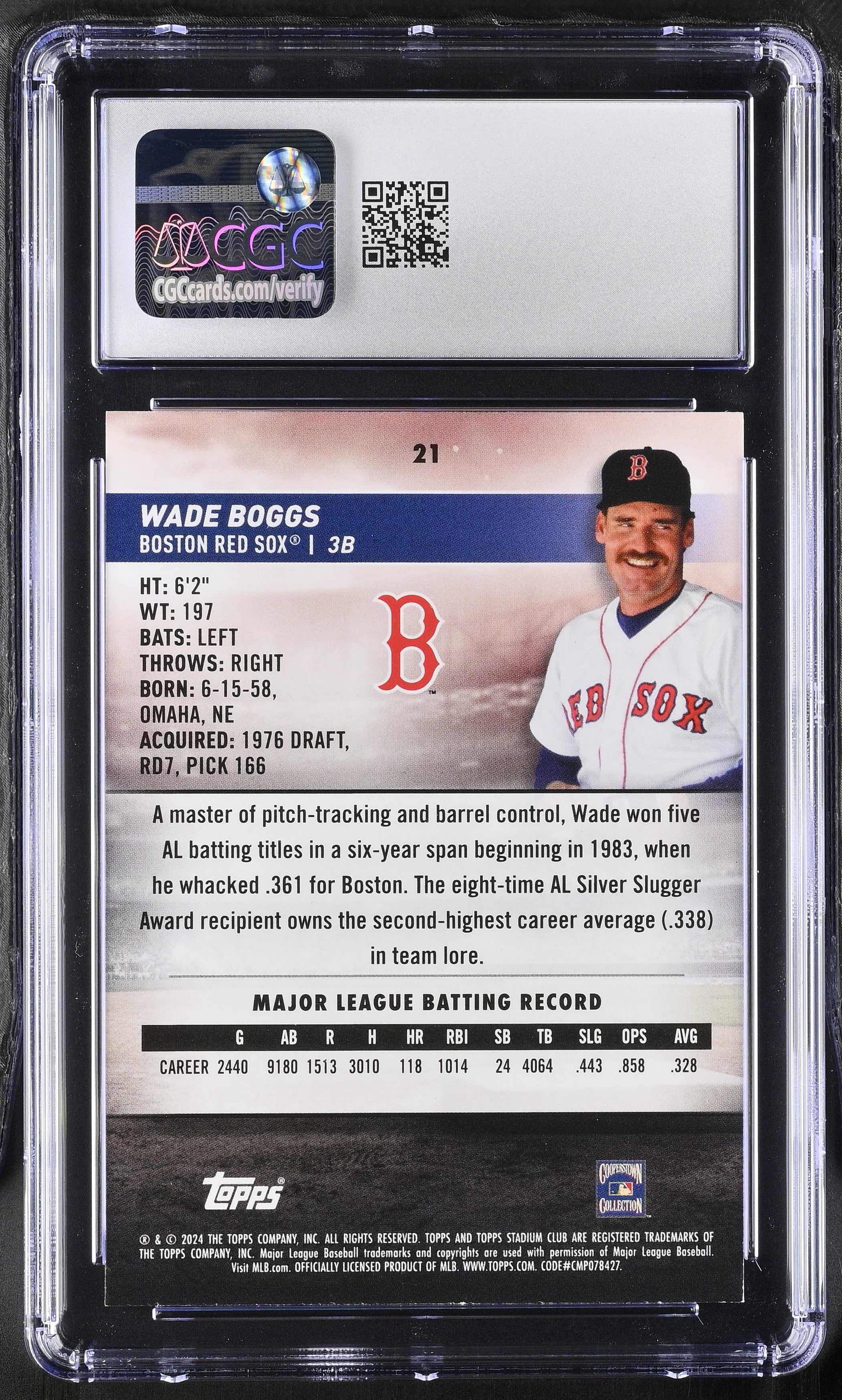 2024 Stadium Club Wade Boggs #21 Baseball CGC 9