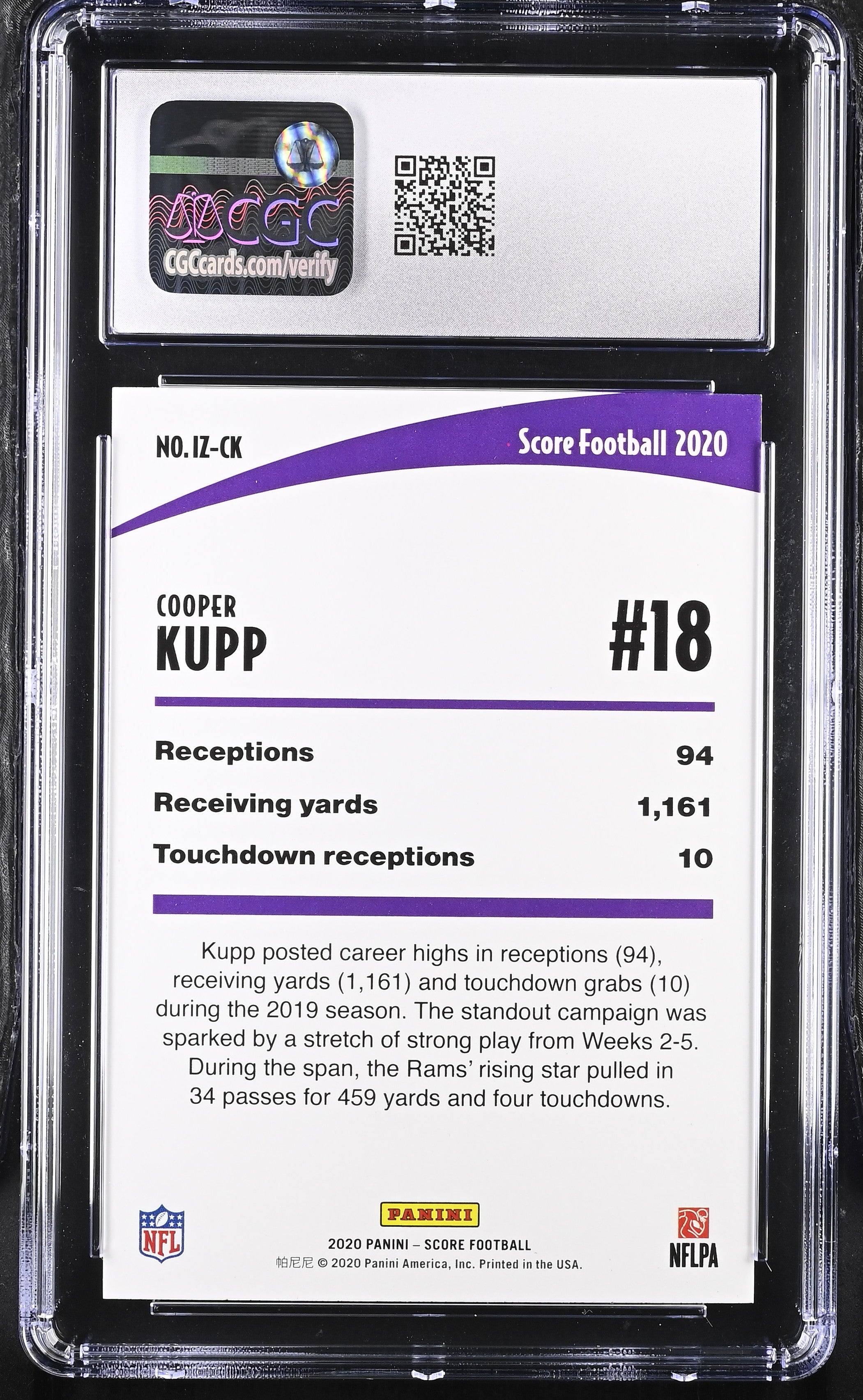 2020 Score Cooper Kupp #IZ-CK Football CGC 10