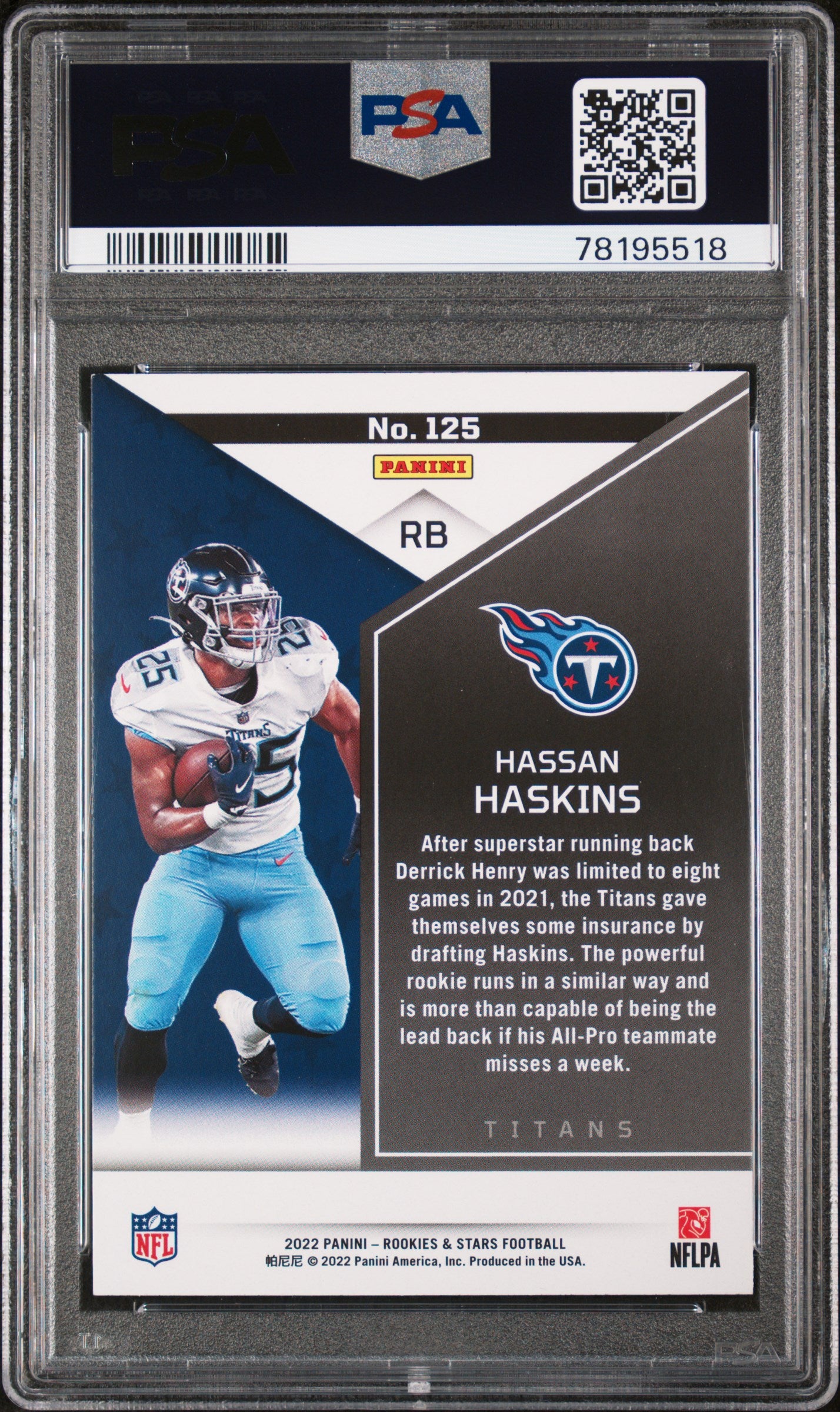 2022 Panini Rookies & Stars Hassan Haskins #125 Red Football PSA 8