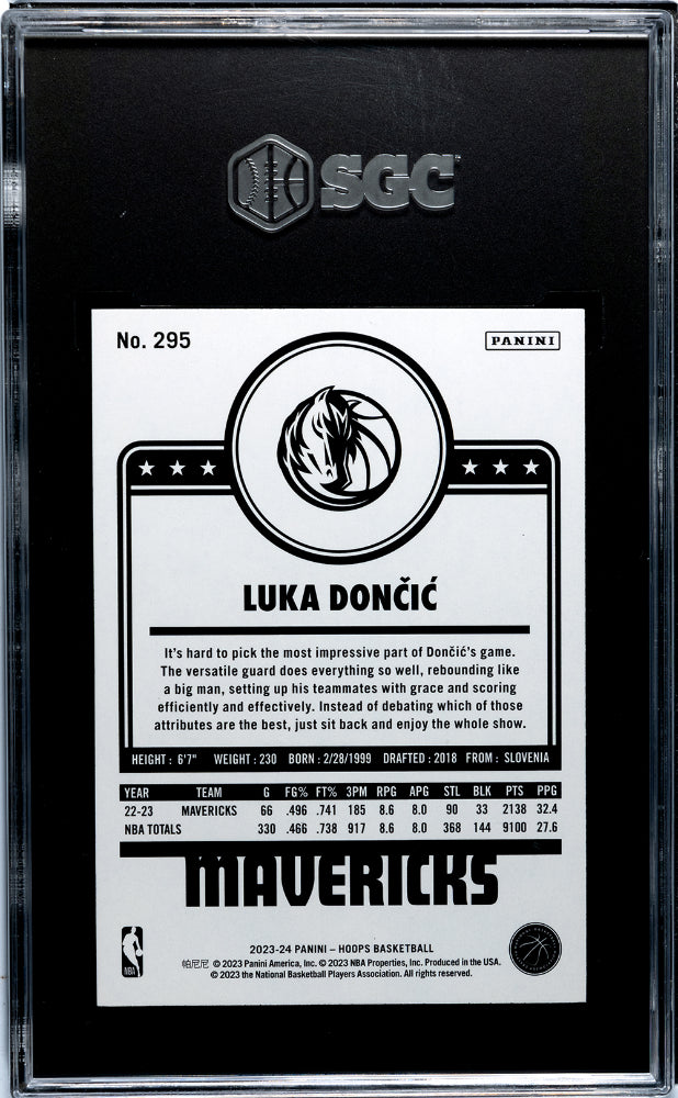 2023 Panini Hoops Luka Doncic #295 Basketball SGC 9.5