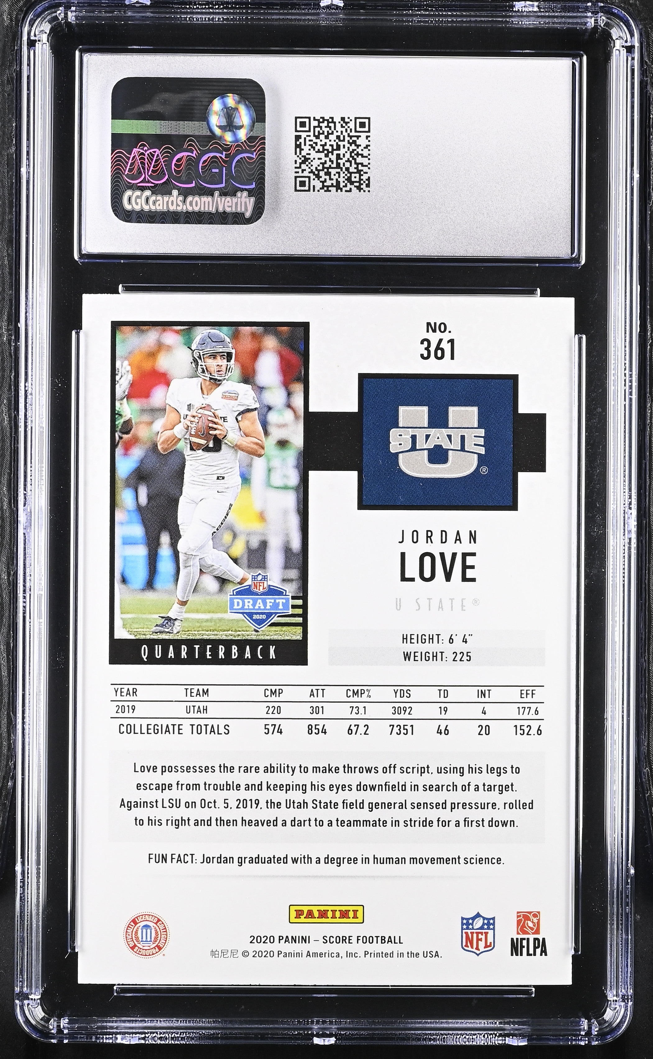 2020 Score Jordan Love #361 Football CGC 10