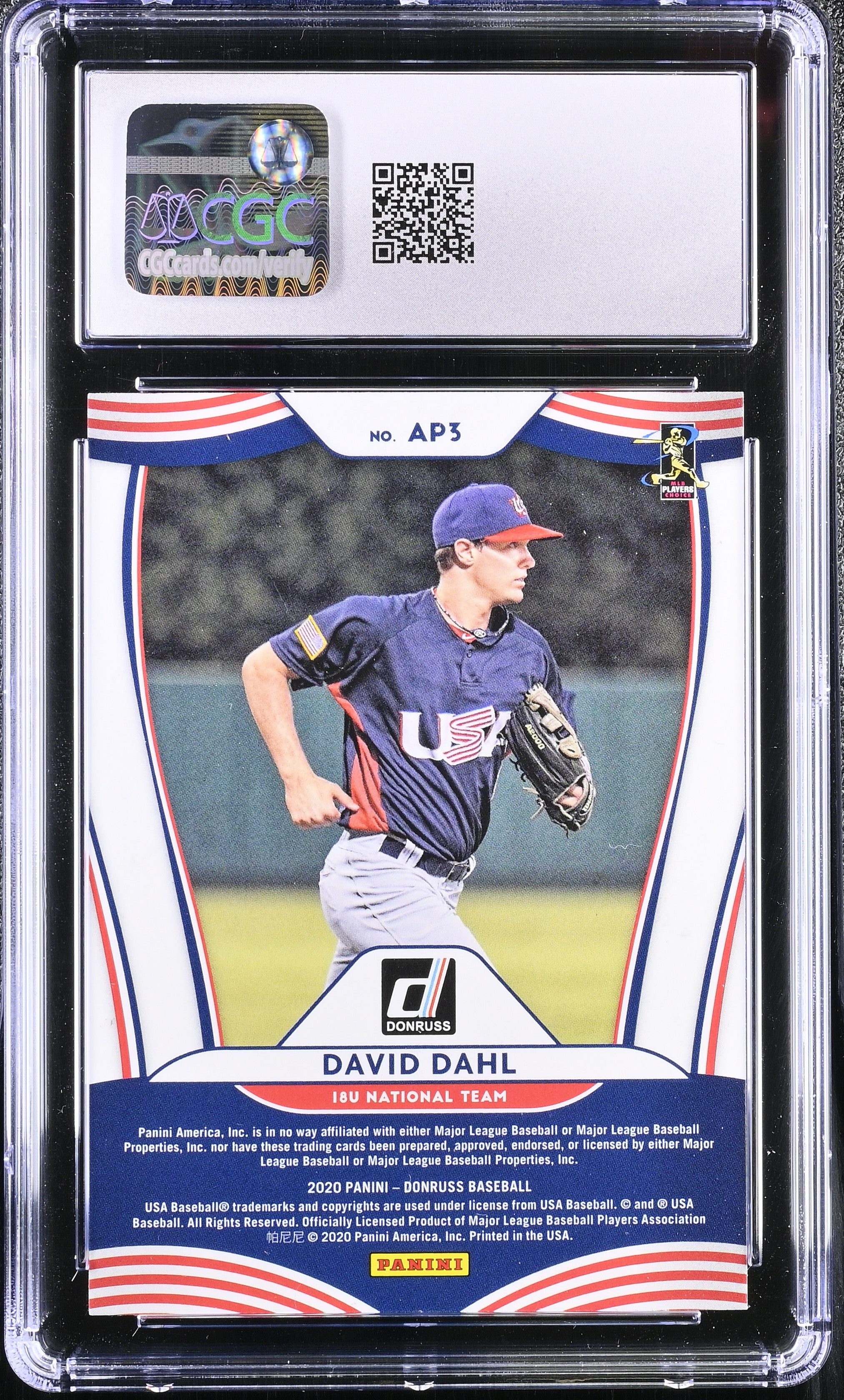 2020 Donruss Colton Cowser/David Dahl #AP3 Diamond American Pride CGC 10