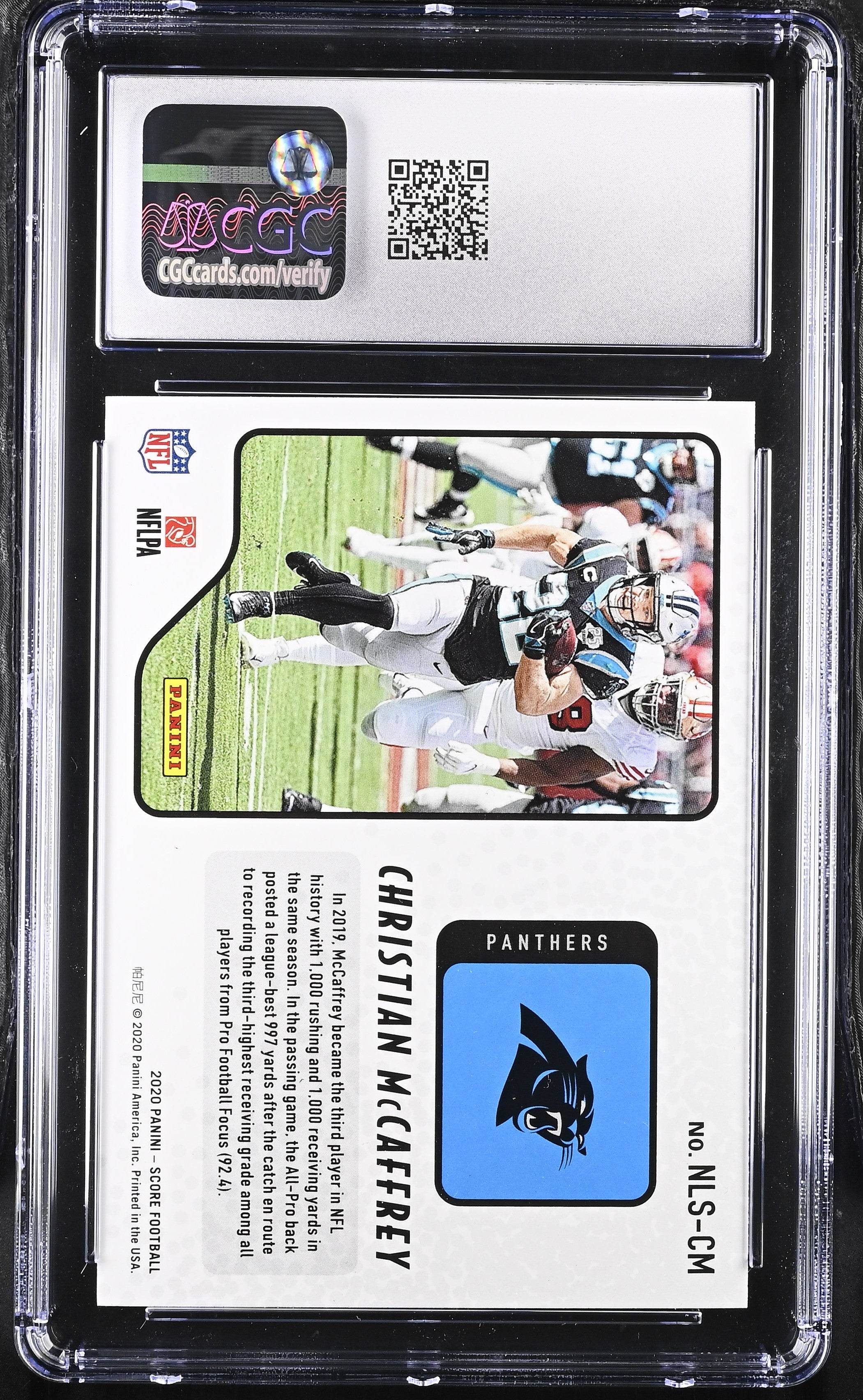 2020 Score Christian McCaffrey #NLS-CM Next Level Stats Football CGC 10