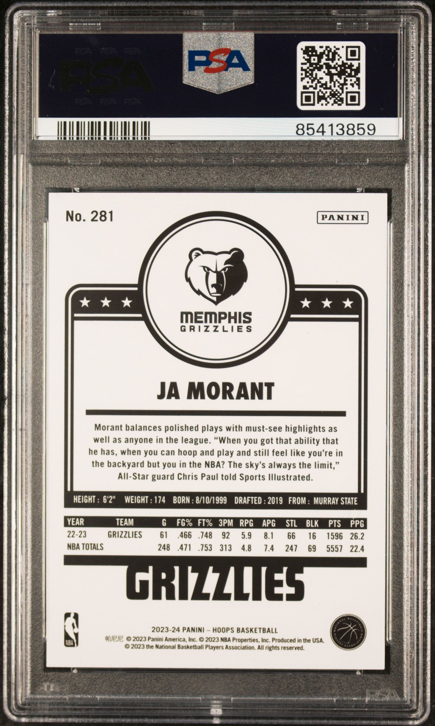 2023 Panini NBA Hoops Ja Morant #281 Red 35/75 Basketball