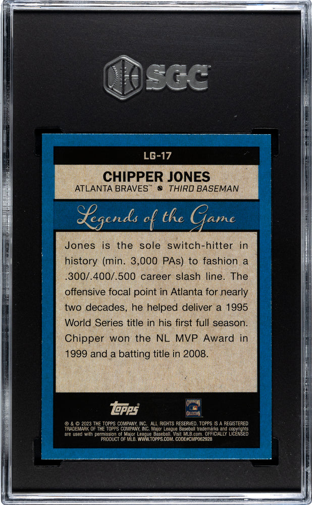 2023 Topps Chipper Jones #LG-17 Legends Of The Game Baseball SGC 9.5