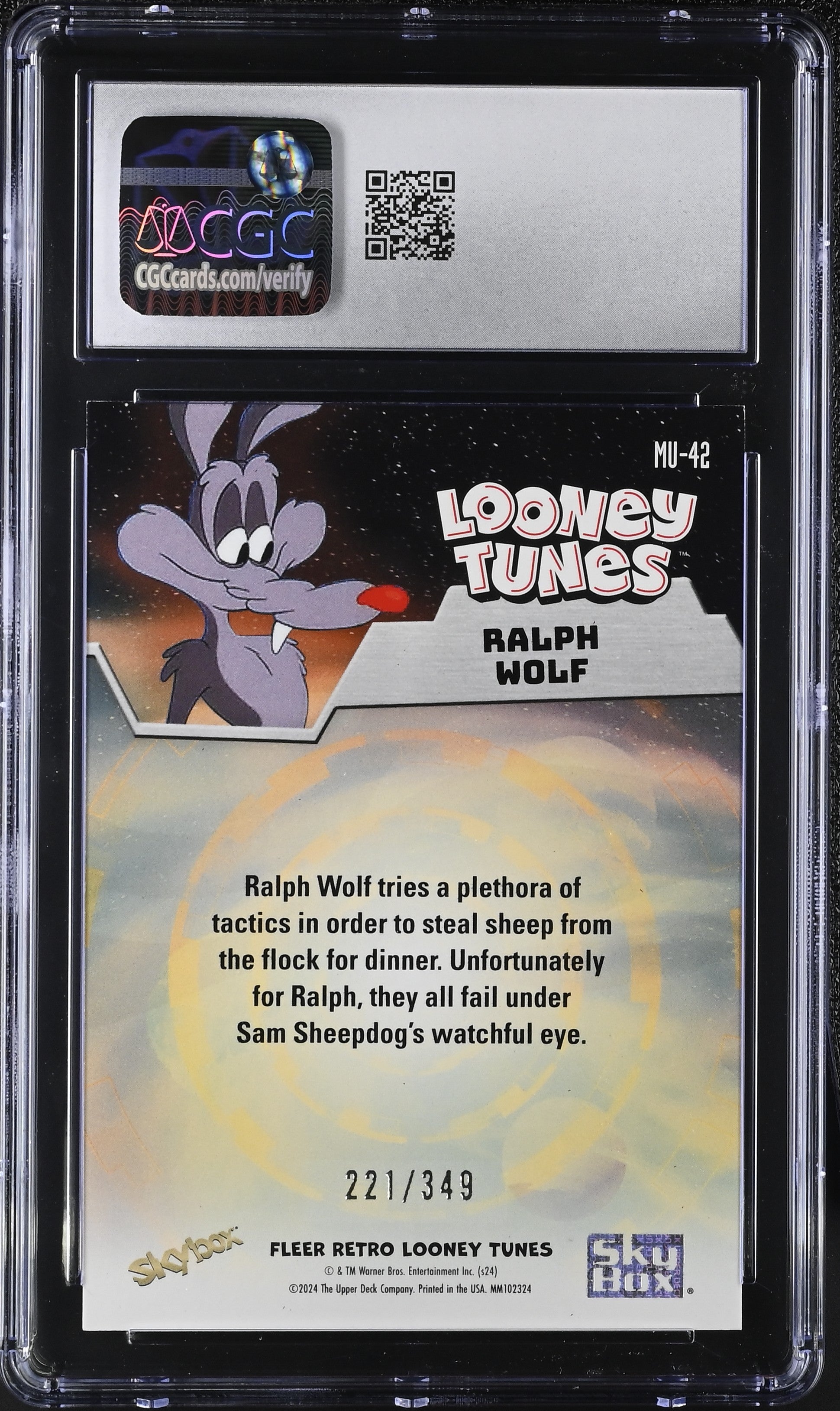 2024 Fleer Retro Looney Tunes Ralph Wolf MU-42 Metal Red Dots 221/349 CGC 9