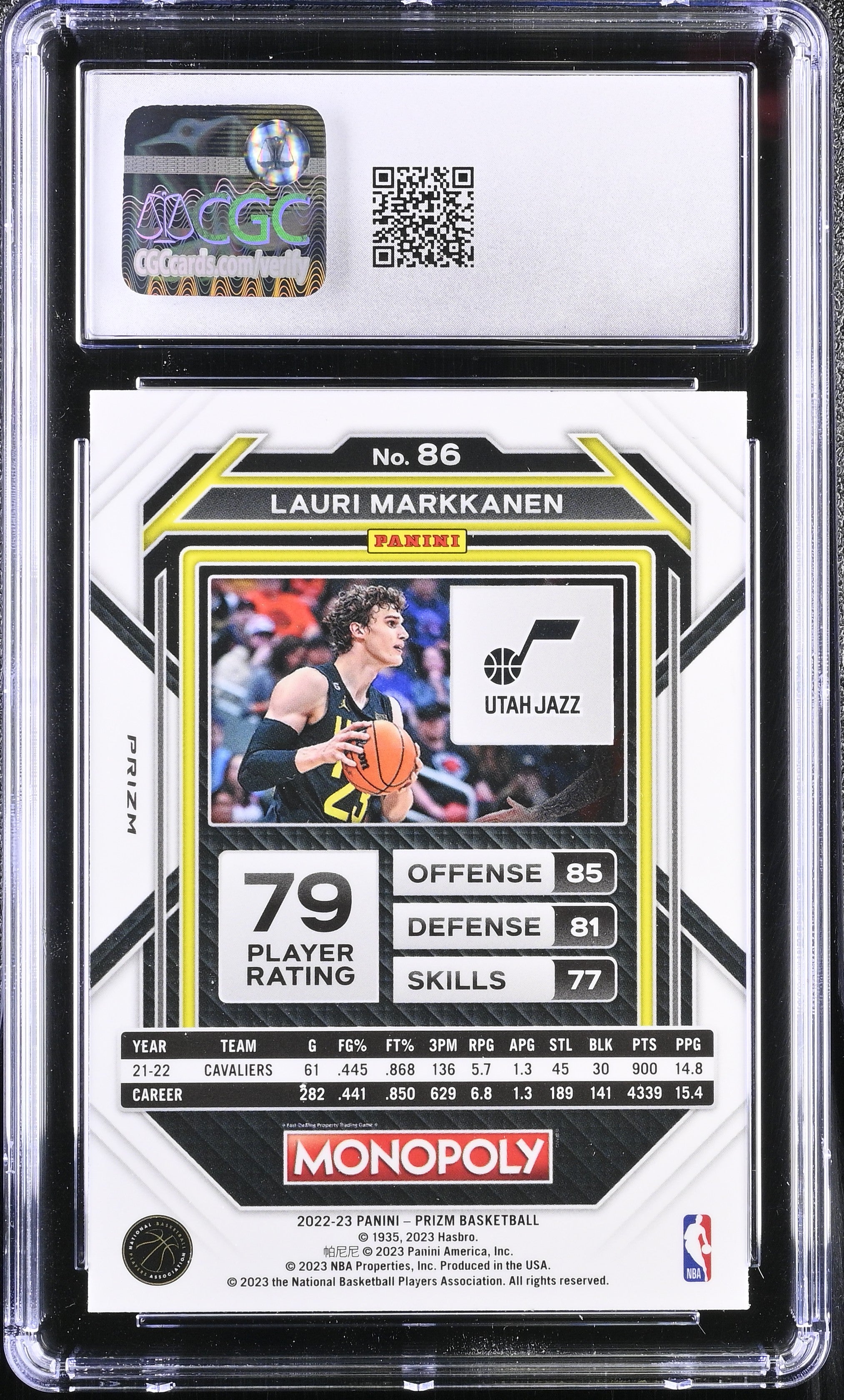 2022 Prizm Monopoly Lauri Markkanen #86 Free Parking Basketball CGC 9