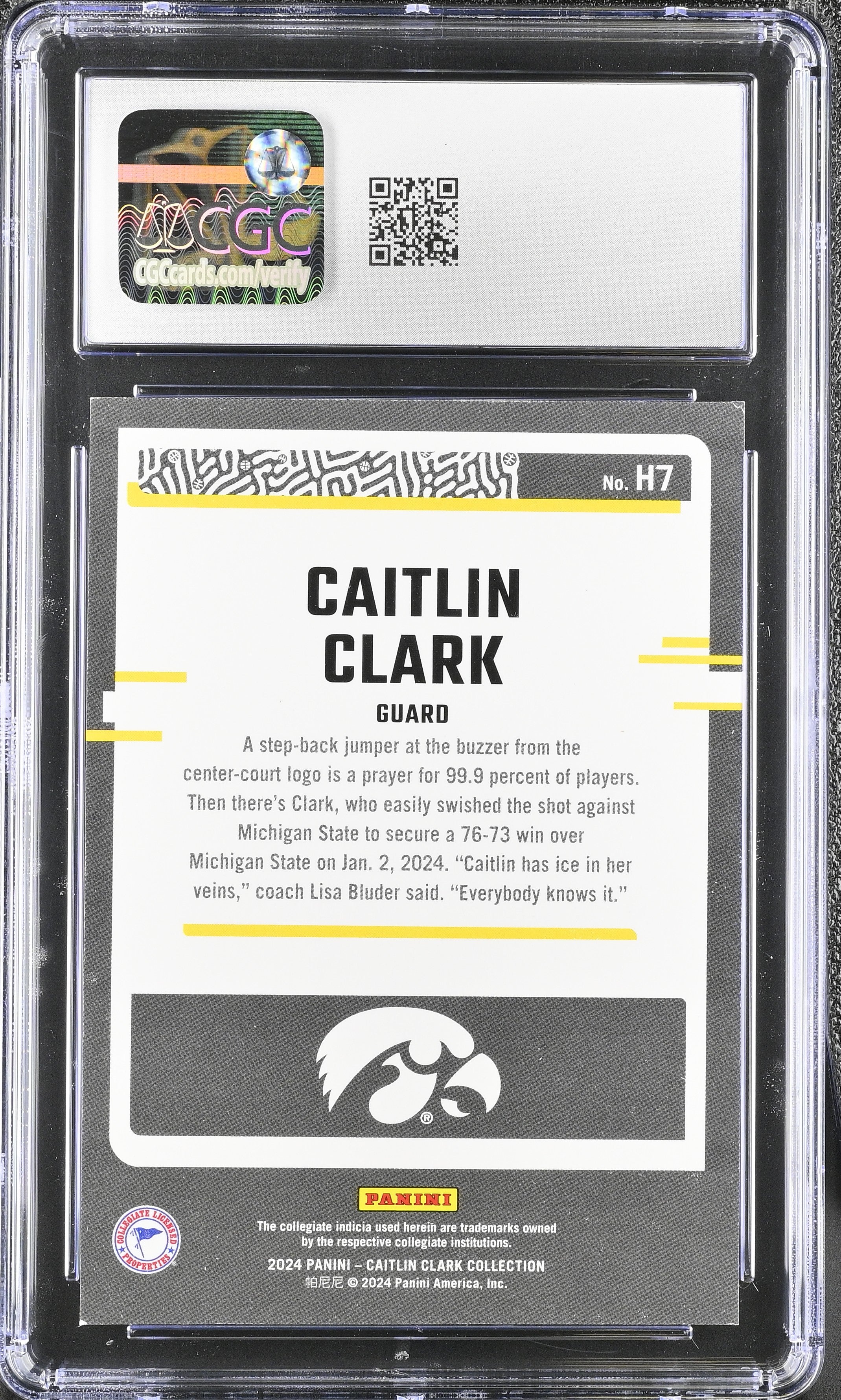 2024 Panini Caitlin Clark Collection Caitlin Clark #H7 Highlights CGC 8