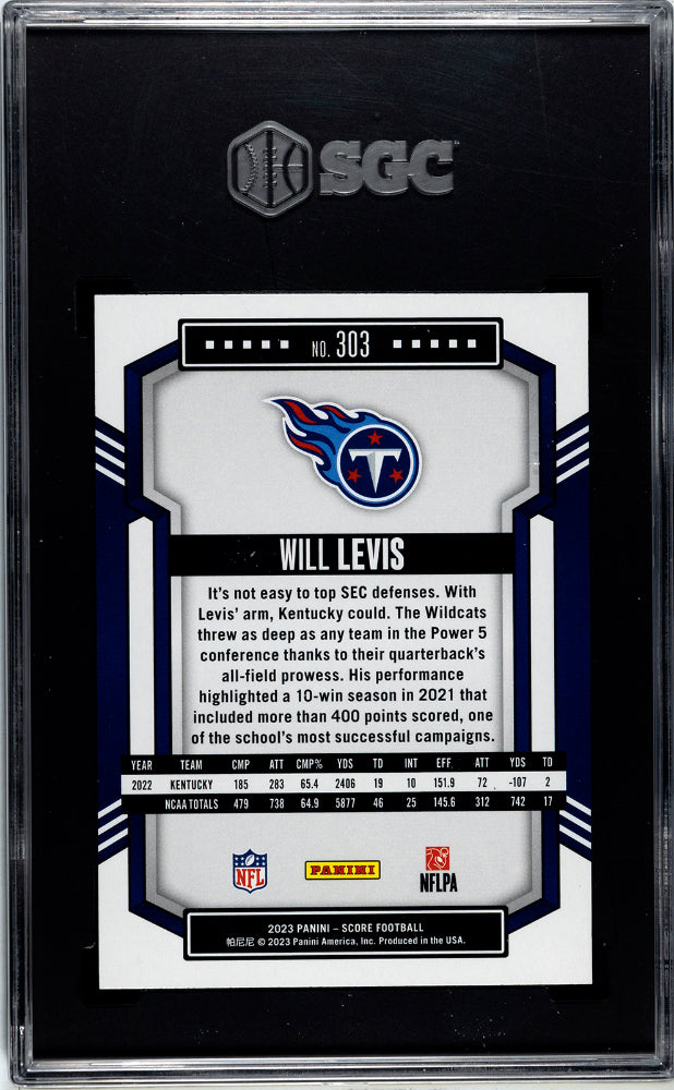 2023 Panini Score Will Levis #303 Football SGC 9.5