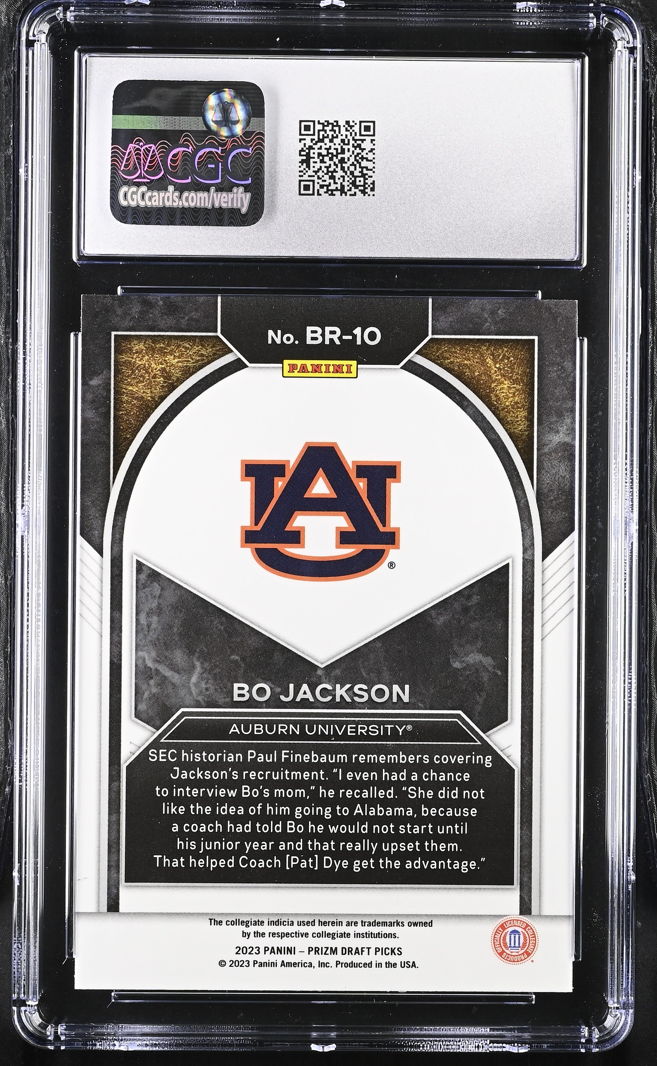 2023 Prizm Draft Picks Bo Jackson #BR-10 Brilliance Football CGC 10